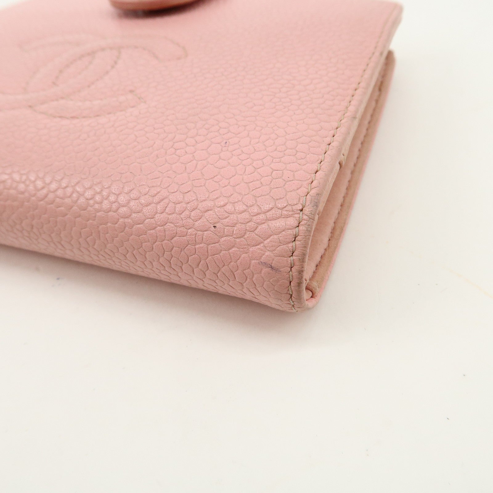 CHANEL Caviar Skin Coco Mark Bi-fold Small Wallet Pink A13497