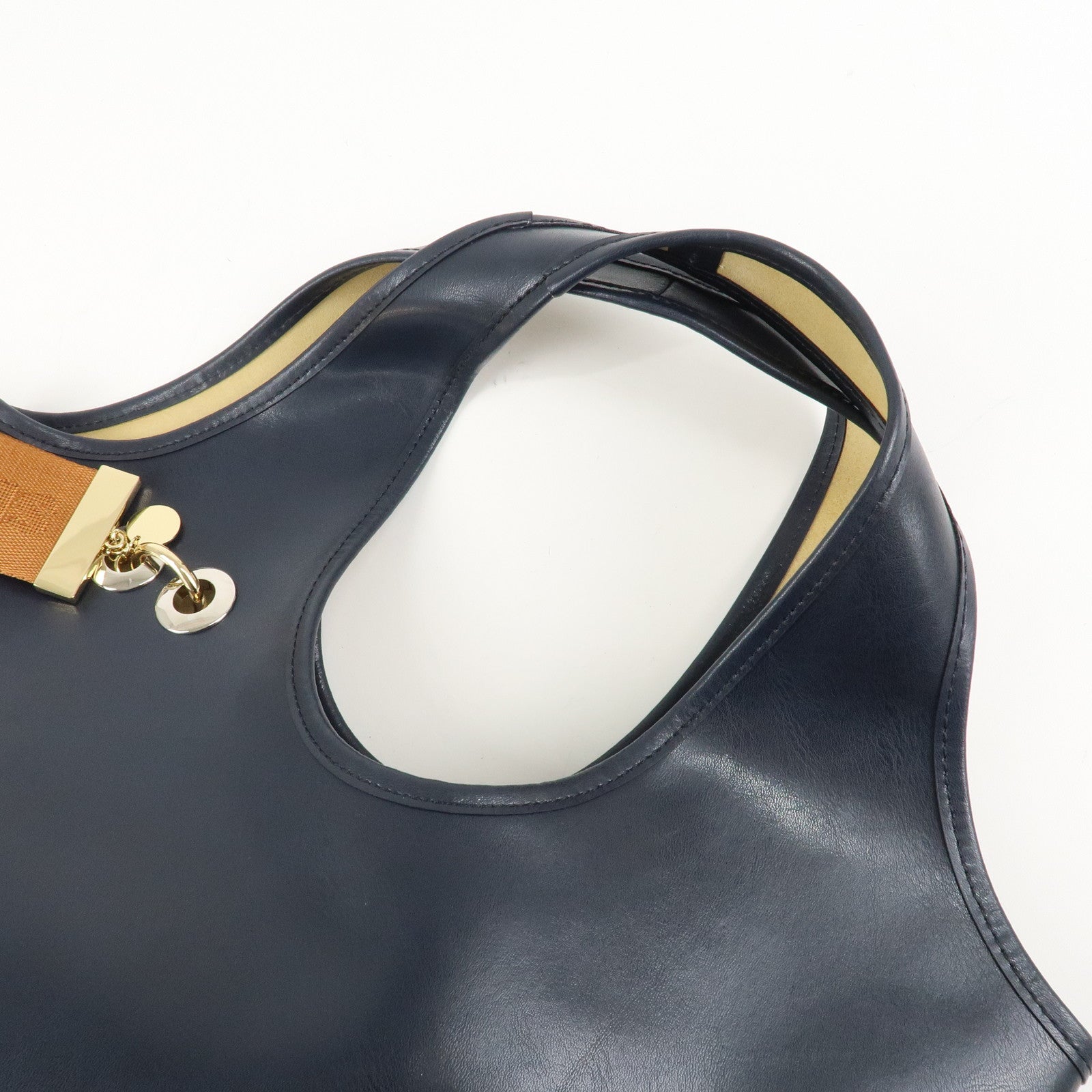 Chloe See By Chloe Leather Shoulder Bag Hand Bag Navy