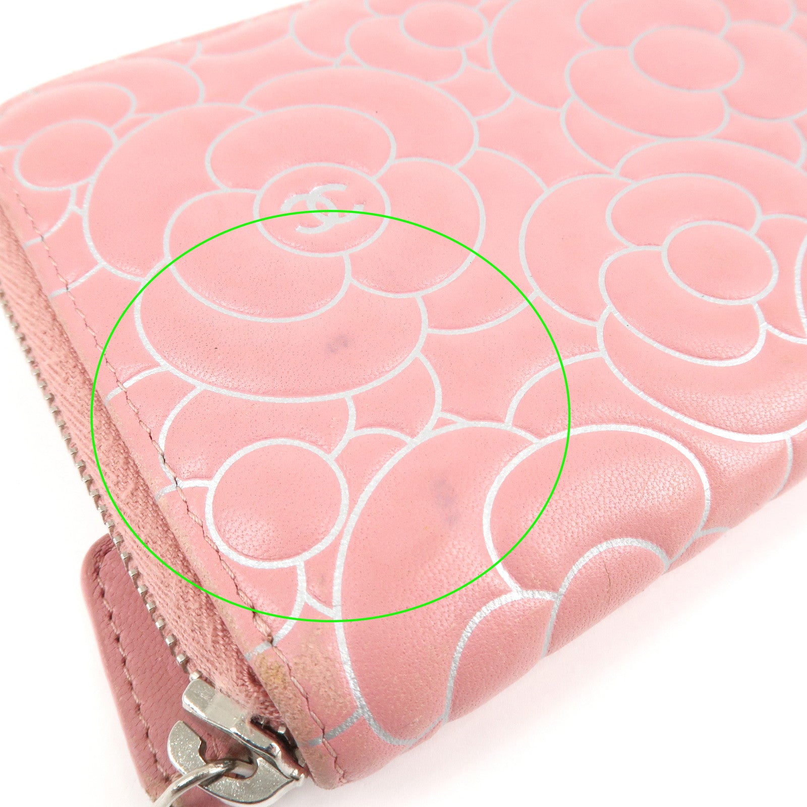 CHANEL Camellia Lamb Skin Long Zippy Wallet Pink A50085