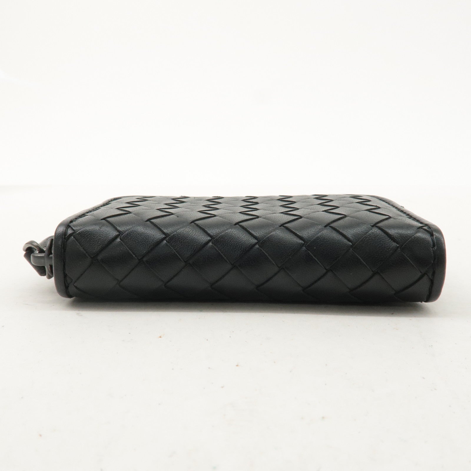 BOTTEGA VENETA Intrecciato Leather Coin Case Black 114075