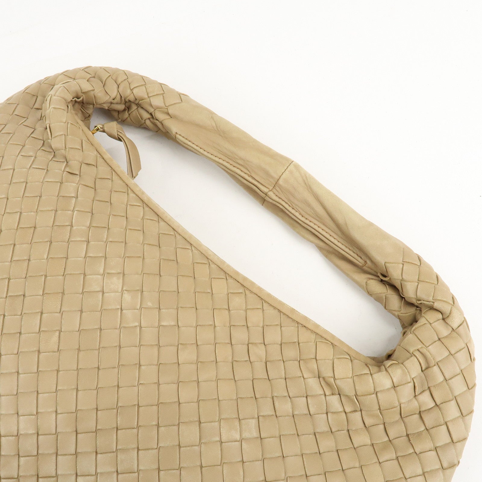 BOTTEGA VENETA Hobo Intrecciato Leather Shoulder Bag Beige 115653