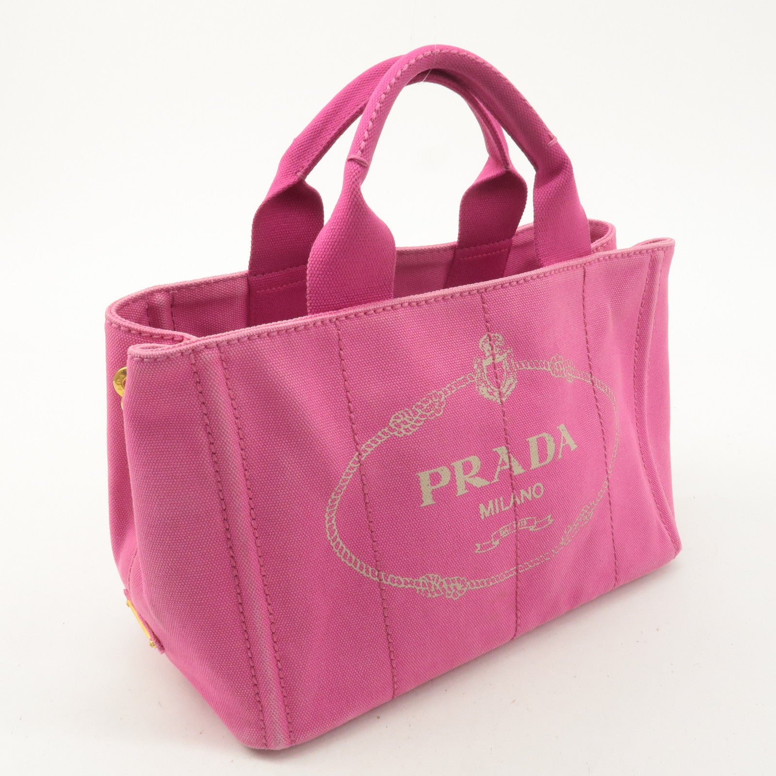 PRADA Canapa Mini Canvas 2Way Bag Hand Bag Pink B2439G