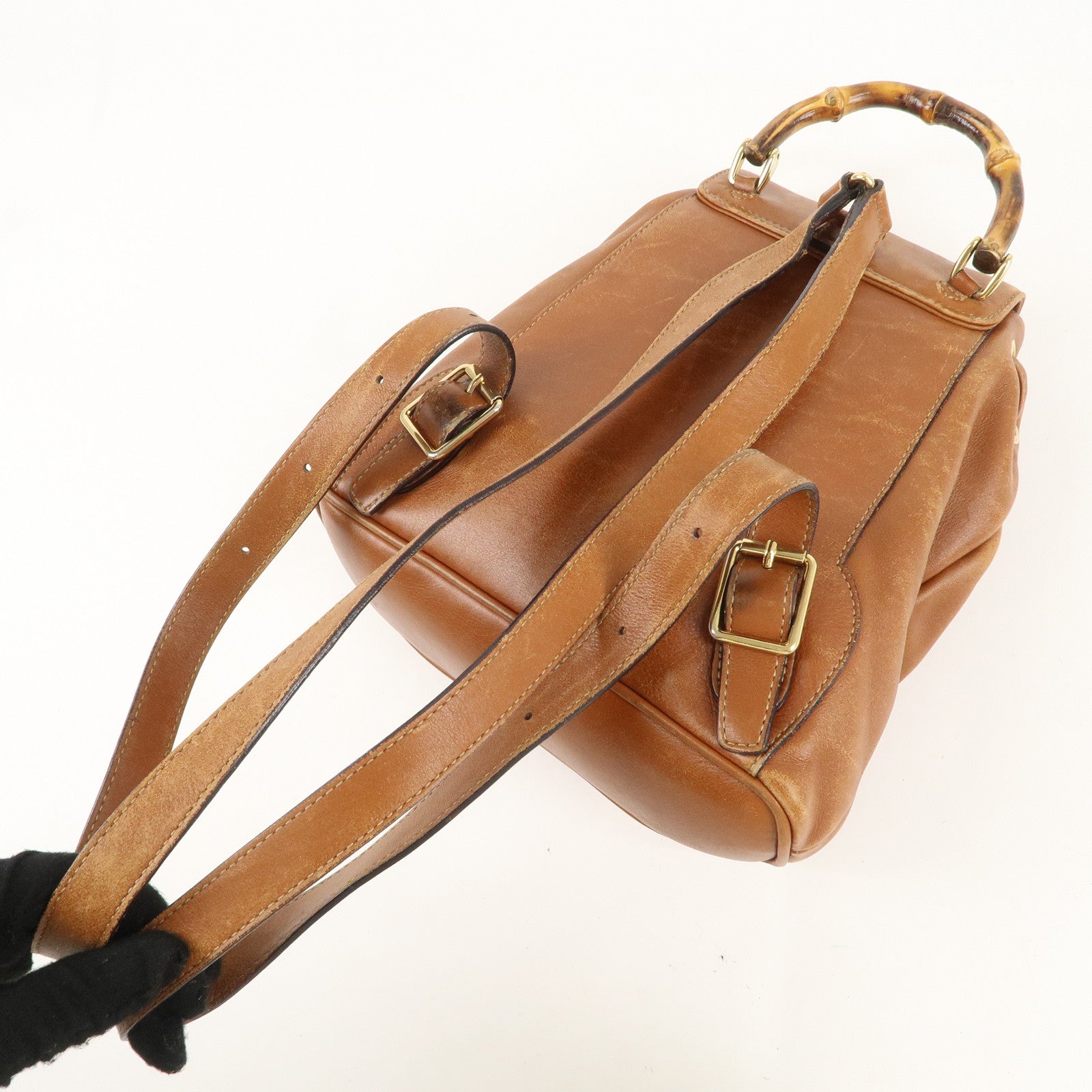 GUCCI Bamboo Leather Ruck Sack Backpack Brown 003.1956.0030