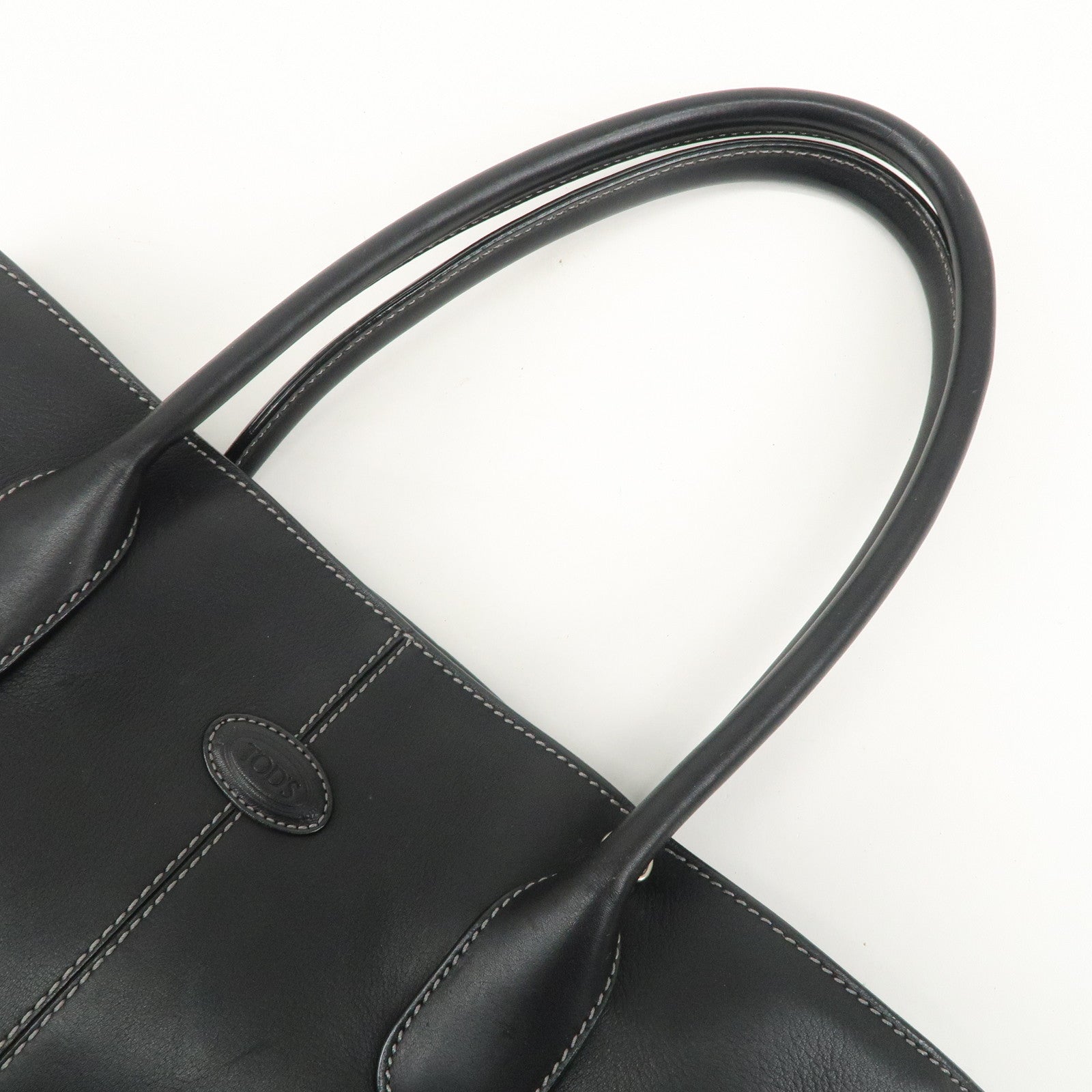 TOD
S Leather Tote Bag Shoulder Bag Hand Bag Black