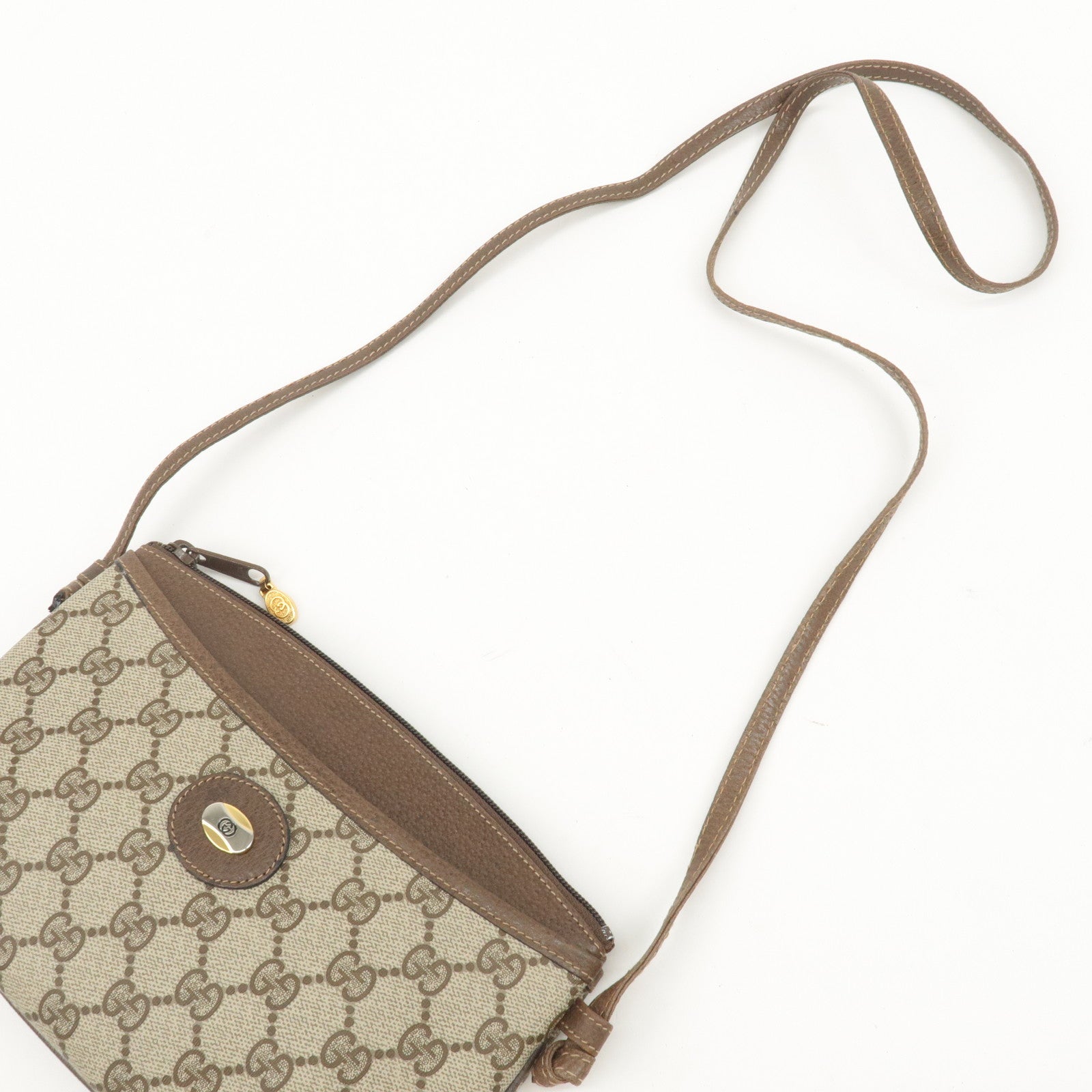 GUCCI Old Gucci GG Plus Leather Shoulder Bag Beige 904.02.020 Used