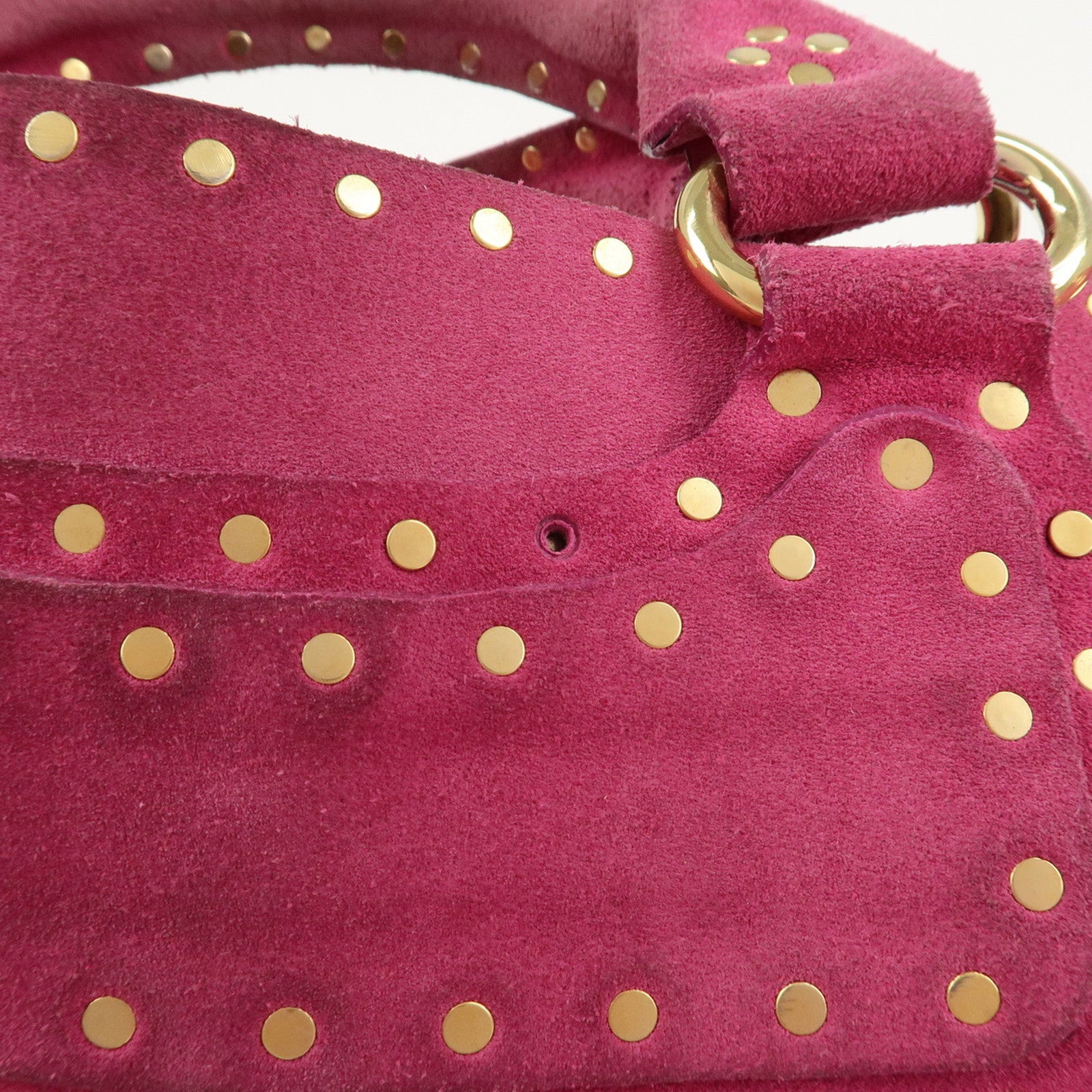 CELINE Suede Leather Boogie Bag Hand Bag Pink God HDW Used