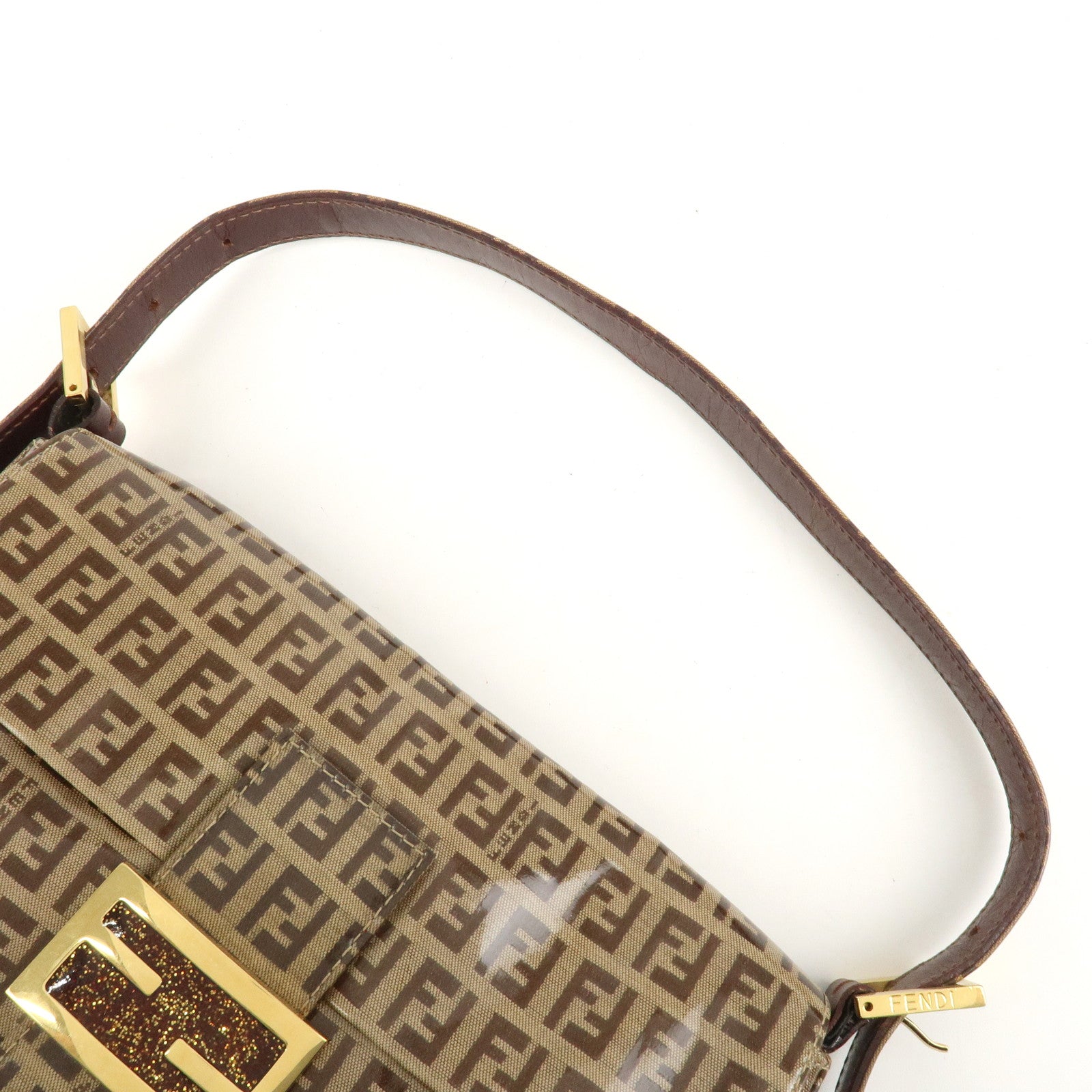 FENDI Mamma Baguette Zucchino PVC Leather Shoulder Bag 26424 Used