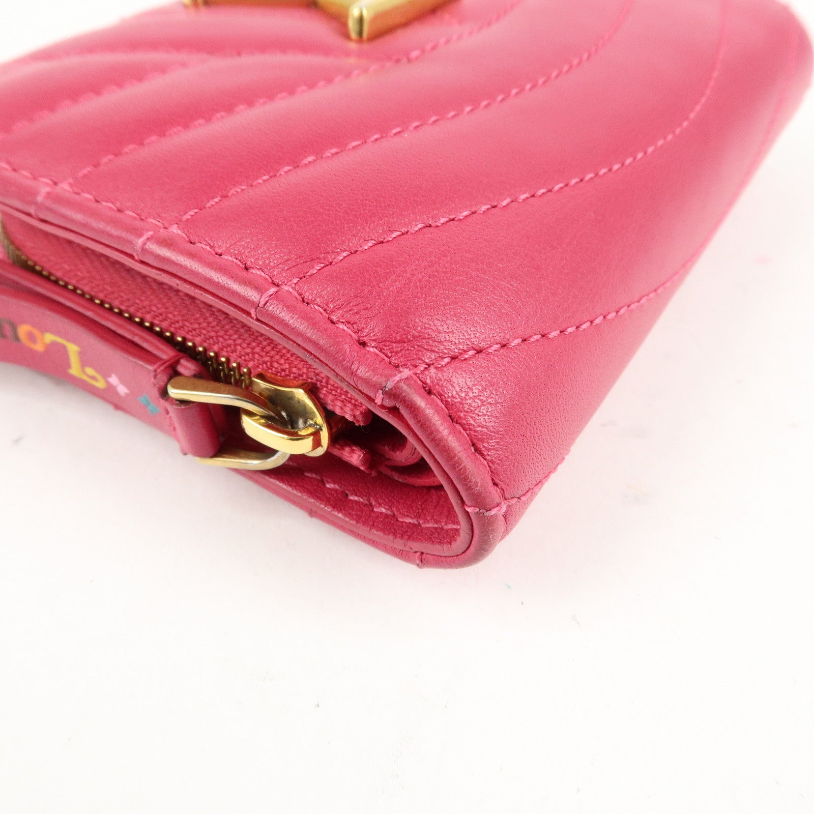 Louis Vuitton New Wave Leather Bi-Fold Compact Wallet Freesia Pink