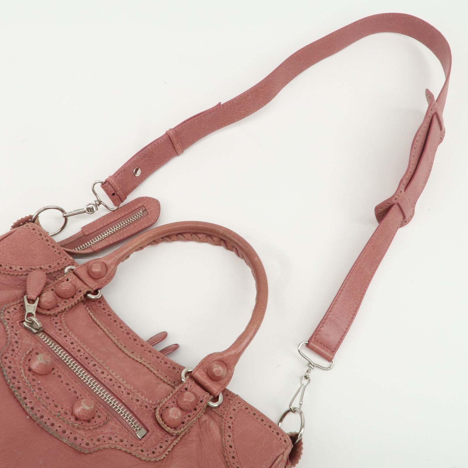 BALENCIAGA Leather Giant Velo 2Way Bag Hand Bag Pink 258045