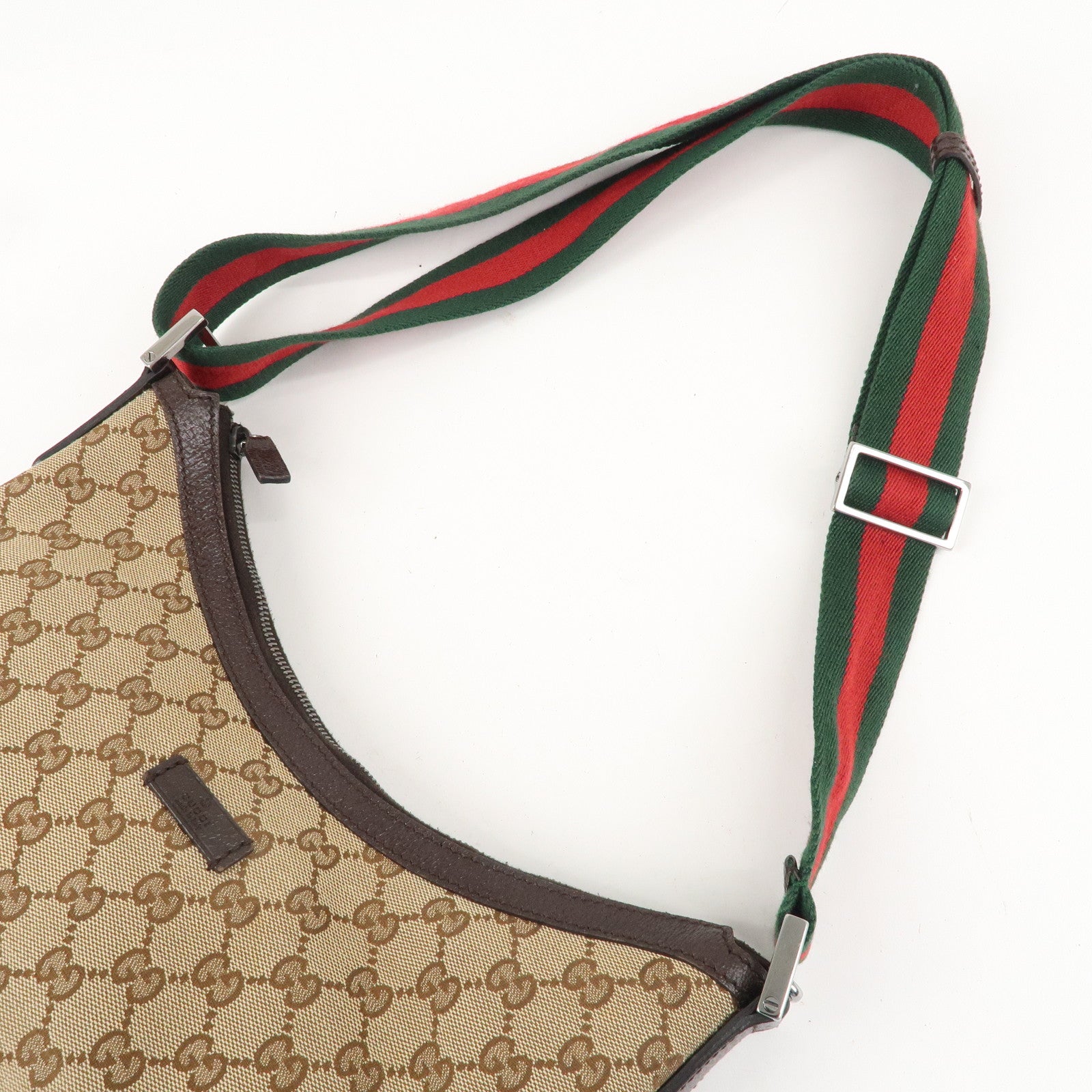 GUCCI Sherry GG Canvas Leather Shoulder Bag Beige Brown 181092