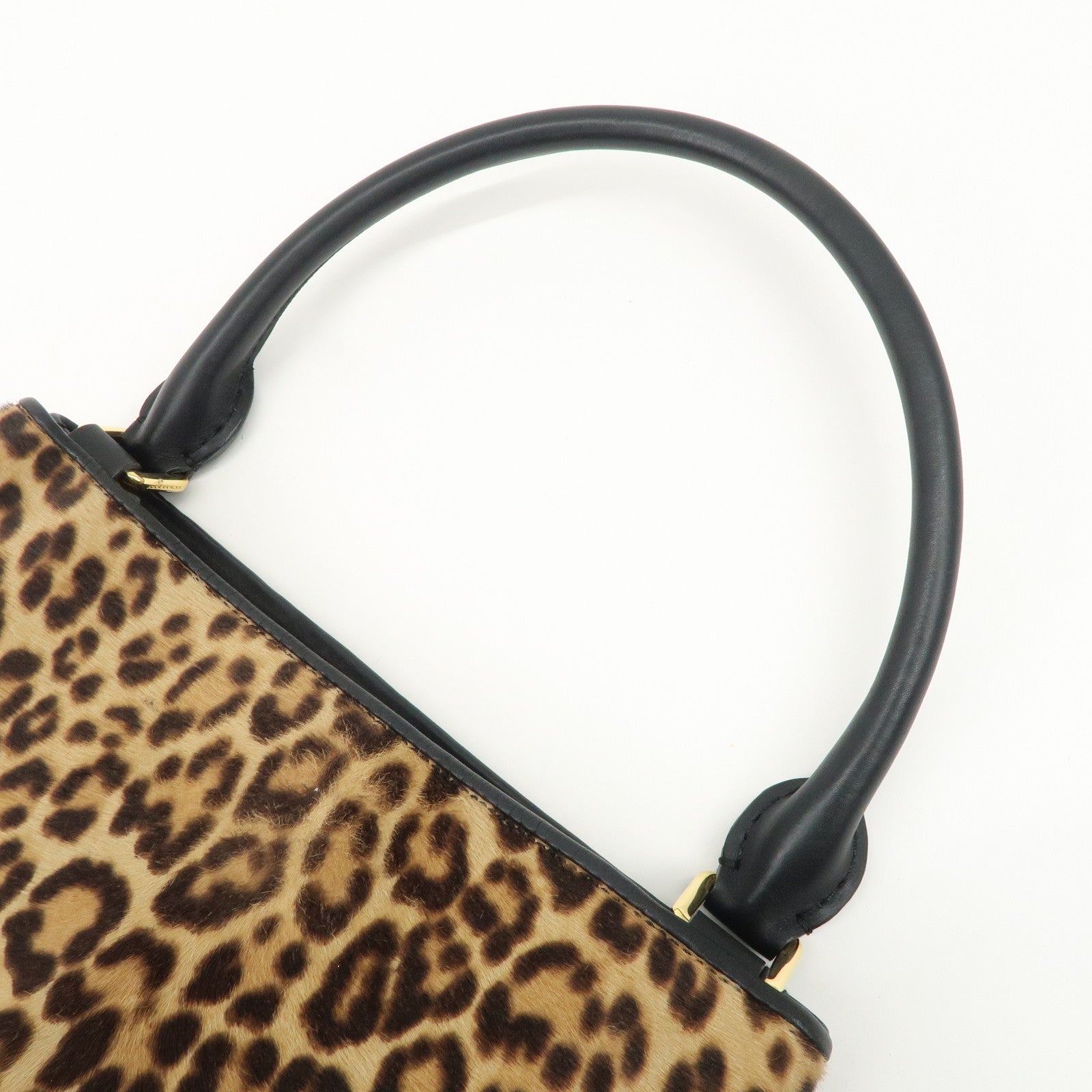 BURBERRY Unborn Calf Leather Bucket Bag Shoulder Bag Leopard