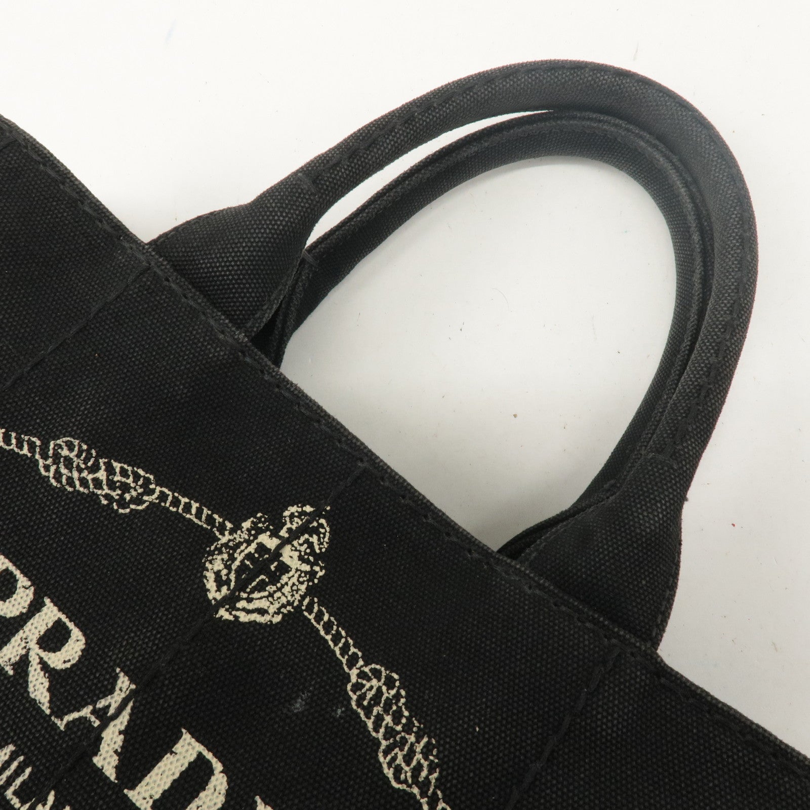 PRADA Logo Canapa Mini Canvas 2Way Shoulder Bag Black