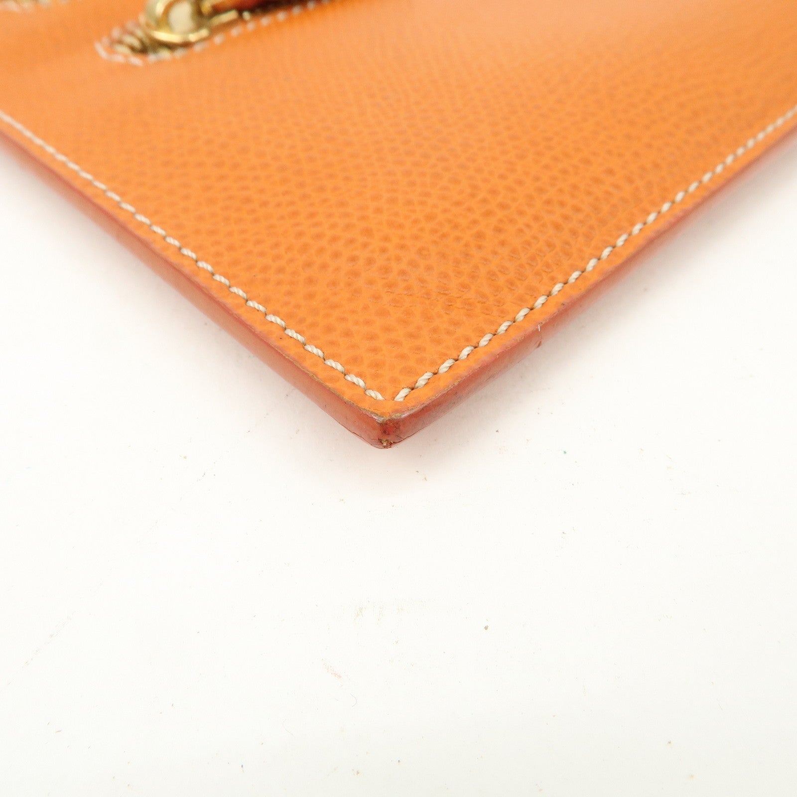 LOEWE Leather Clutch Bag Second Bag Accessory Pouch Orange Used