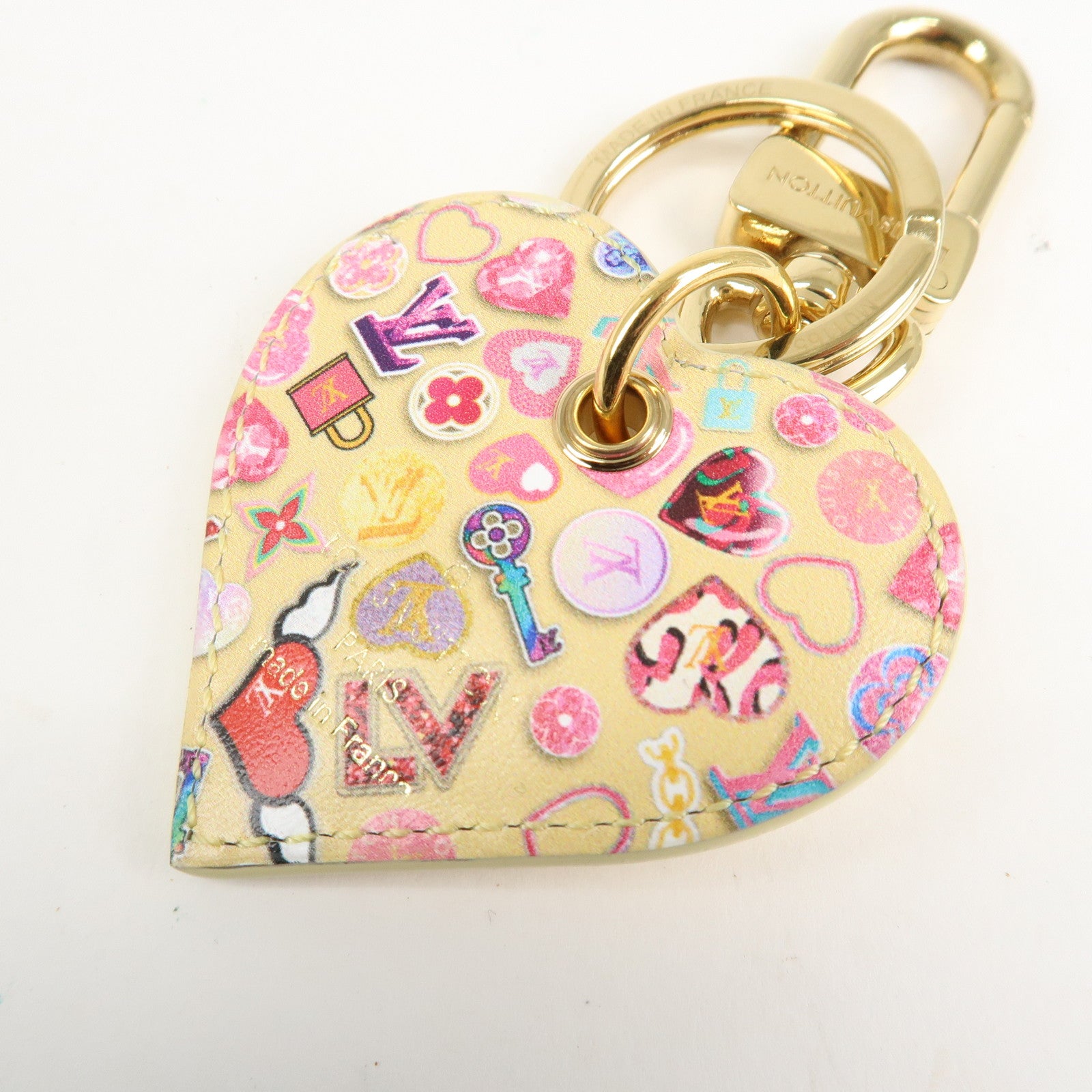 Louis Vuitton Monogram Vernis Porte Cles Lovelock Heart Charm Used