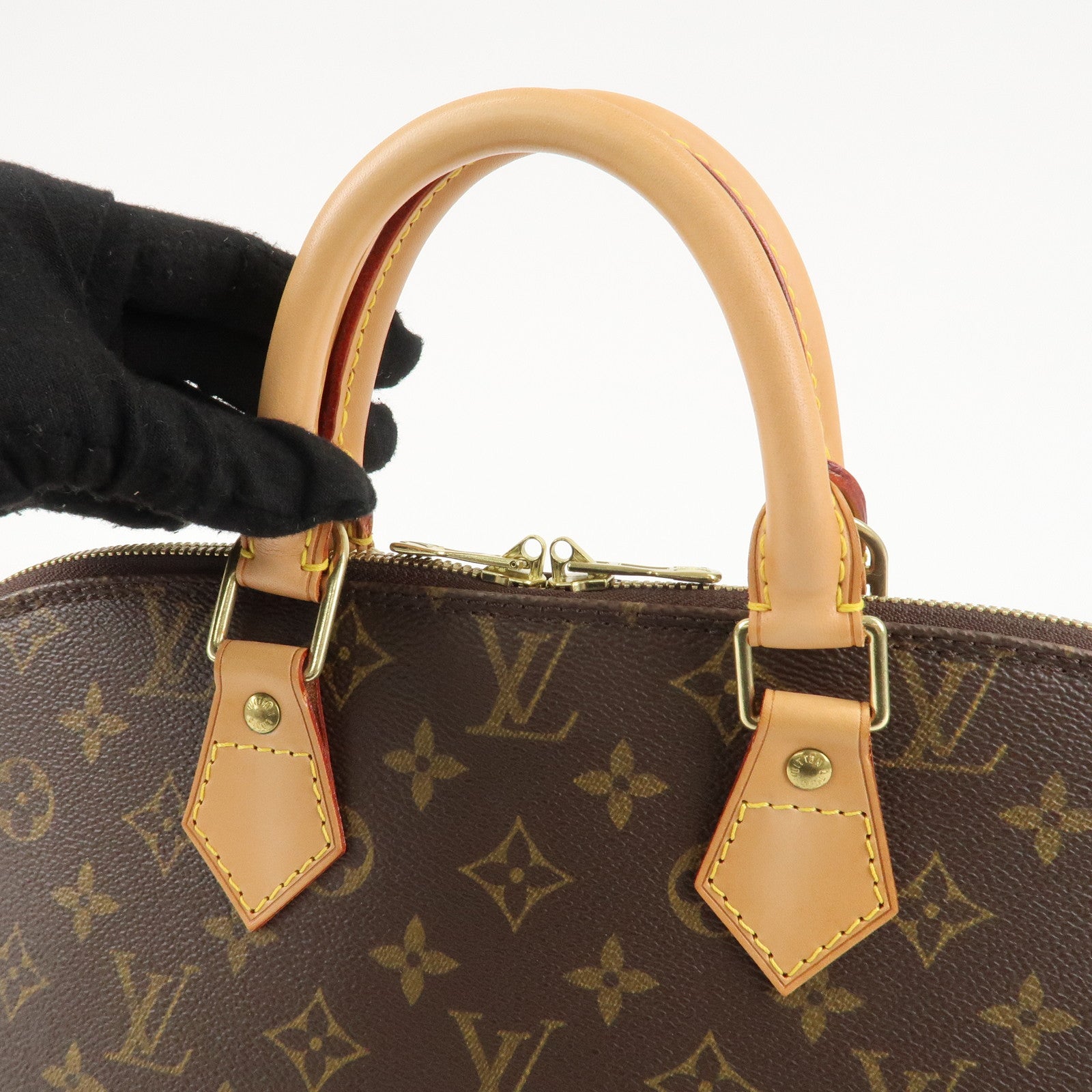 Louis Vuitton Monogram Alma Hand Bag Brown Gold Hardware M51130