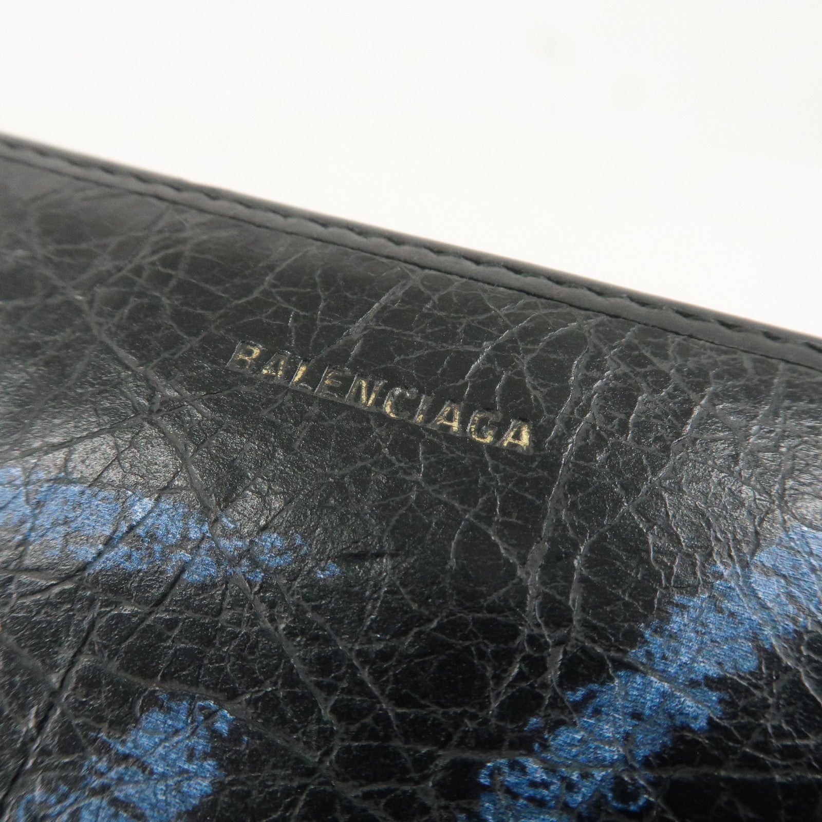 BALENCIAGA Leather Bazaar Graffiti Zippy Long Wallet 443655