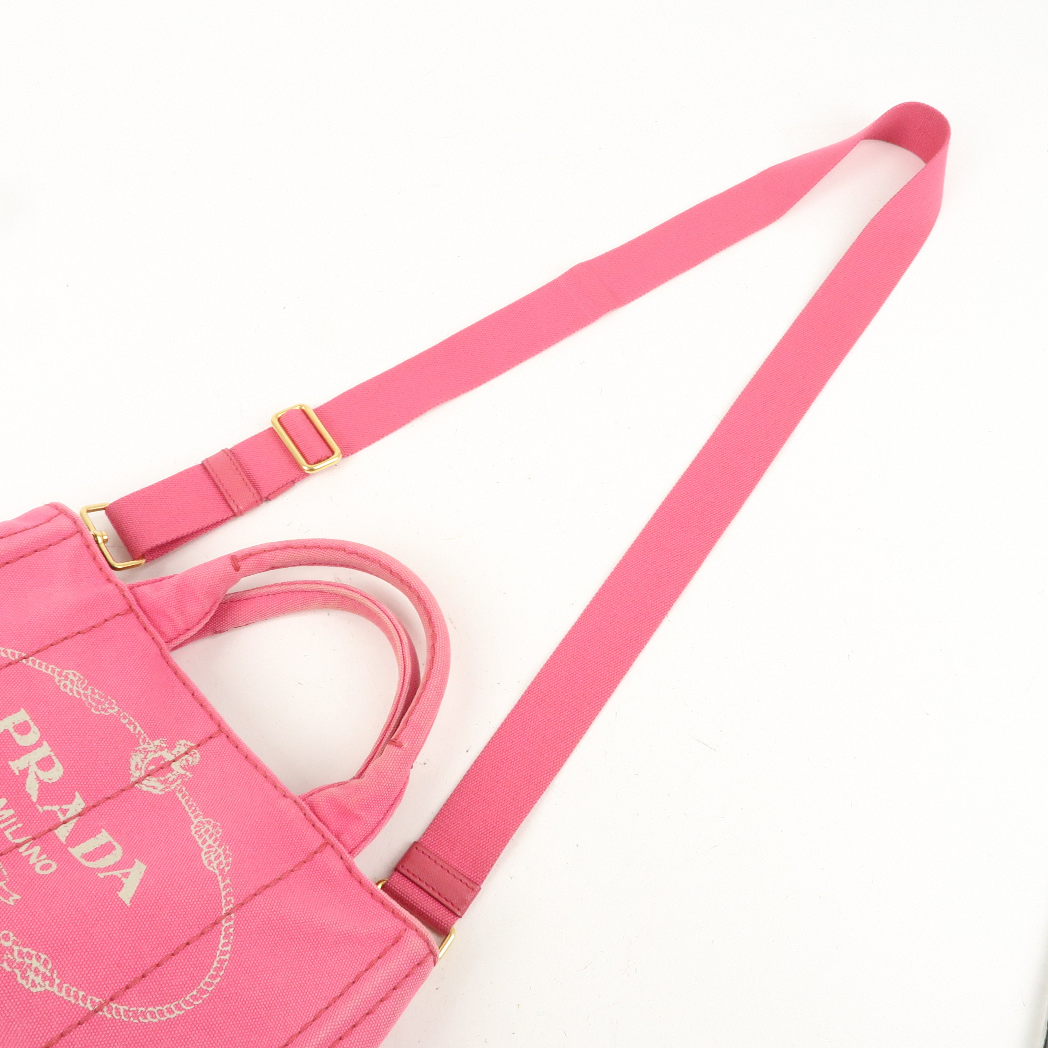 PRADA Canapa Mini Canvas 2Way Bag Hand Shoulder Bag Pink