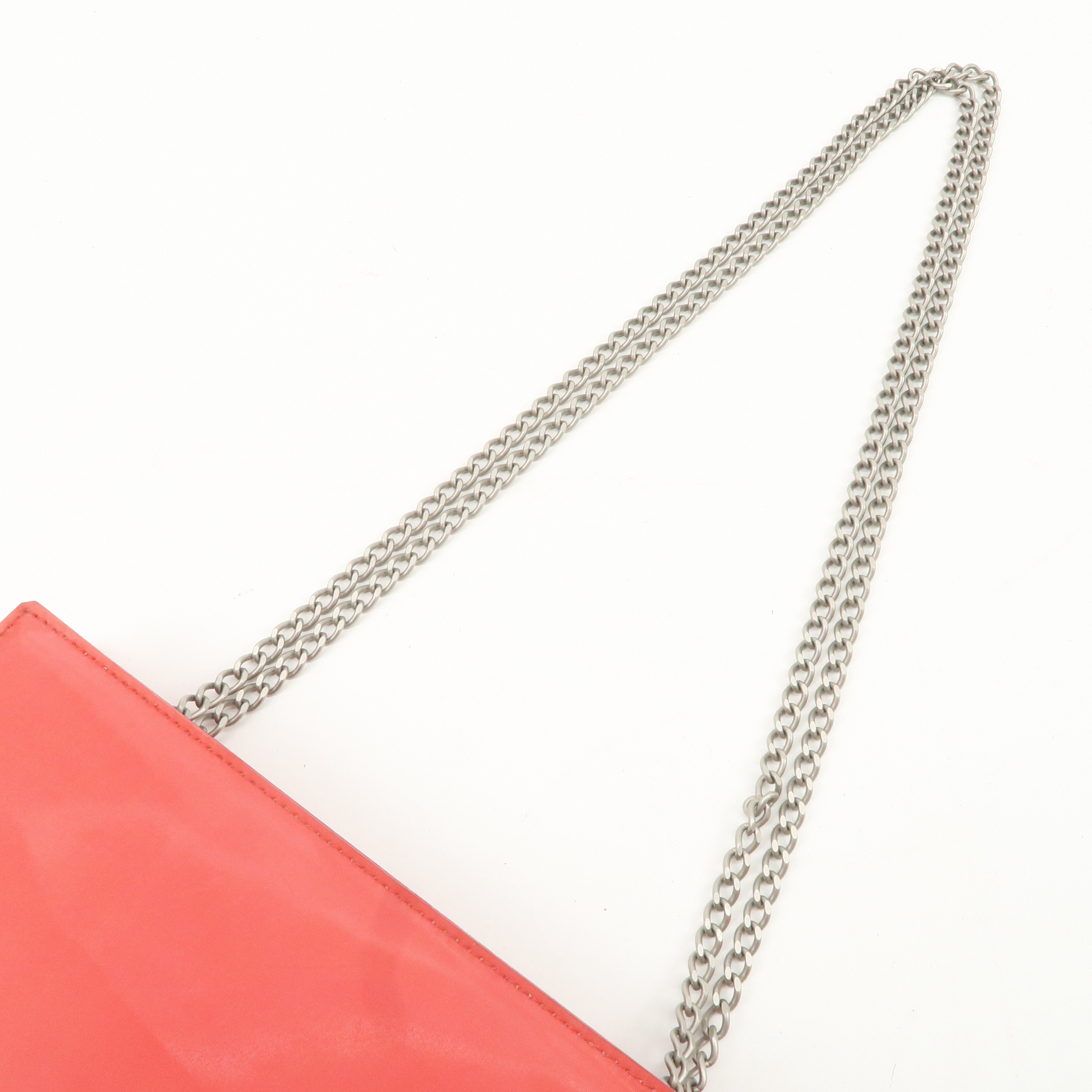 CHANEL Nylon Hologram Chain Shoulder Bag Hand Bag Red