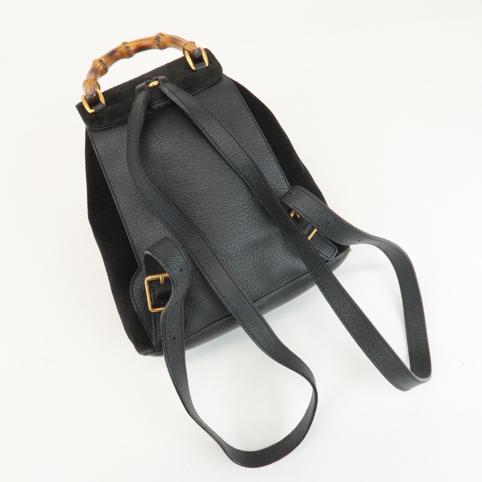 GUCCI Bamboo Suede Leather Mini Back Pack Black 003.1956.0030 Used