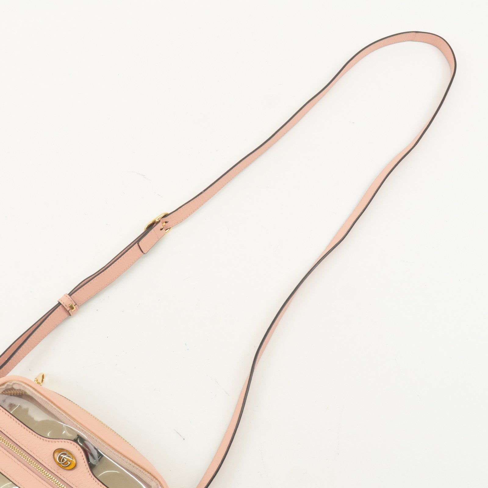 GUCCI Ophidia Sherry Vinyl Leather Shoulder Bag Clear Pink 517350