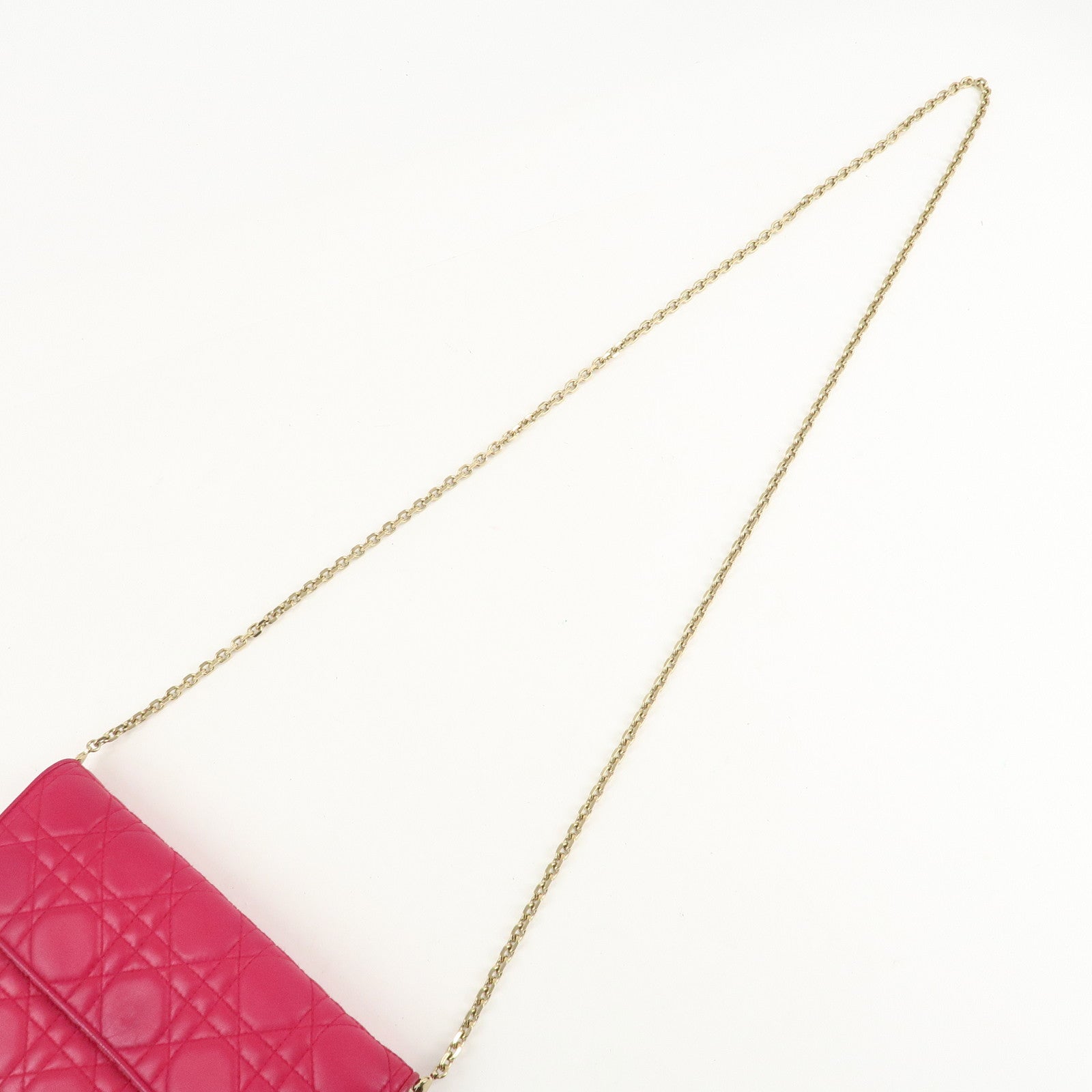 Christian Dior Cannage Leather Chain Long Wallet Pink