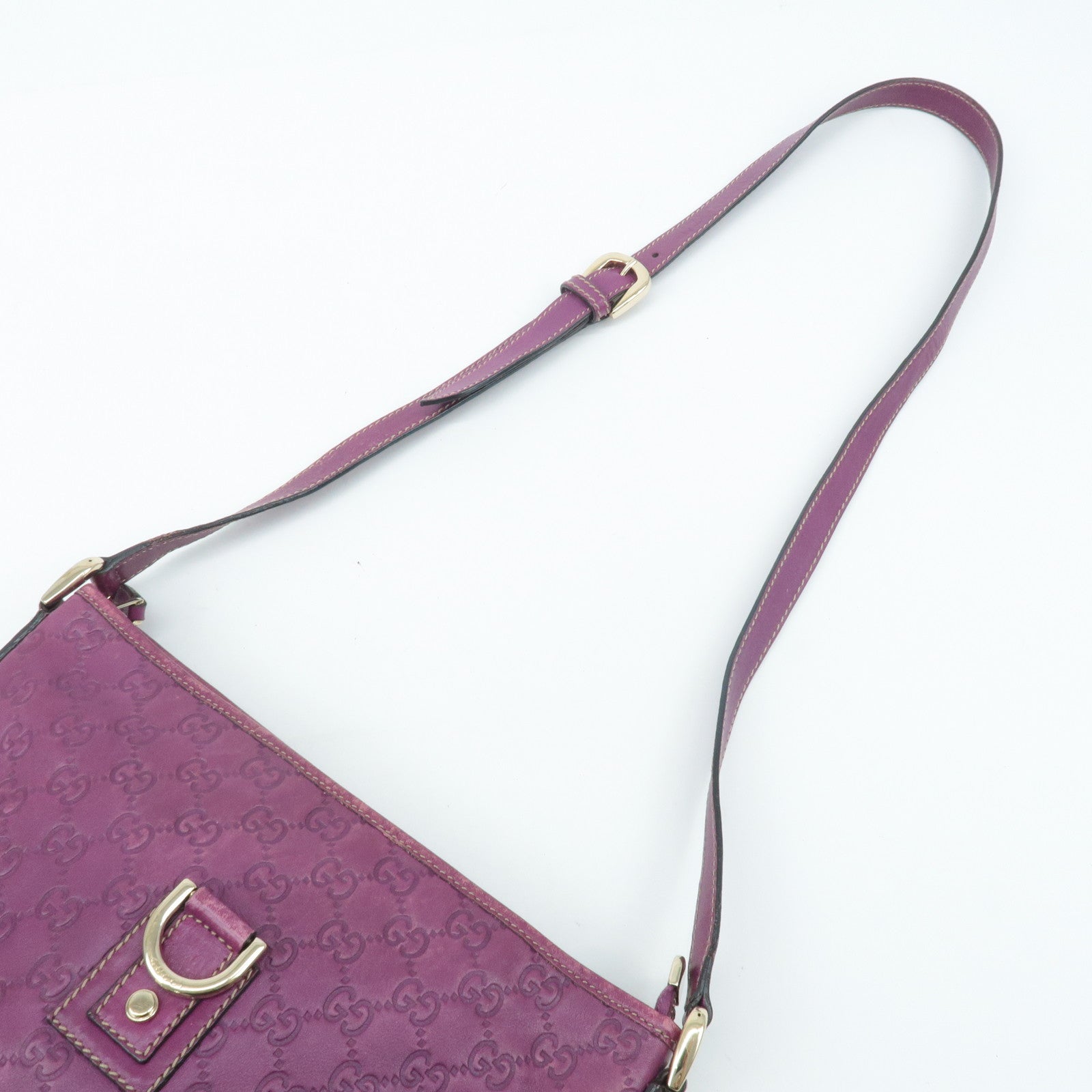 GUCCI Abbey Guccissima Leather Shoulder Bag Purple 131326 Used