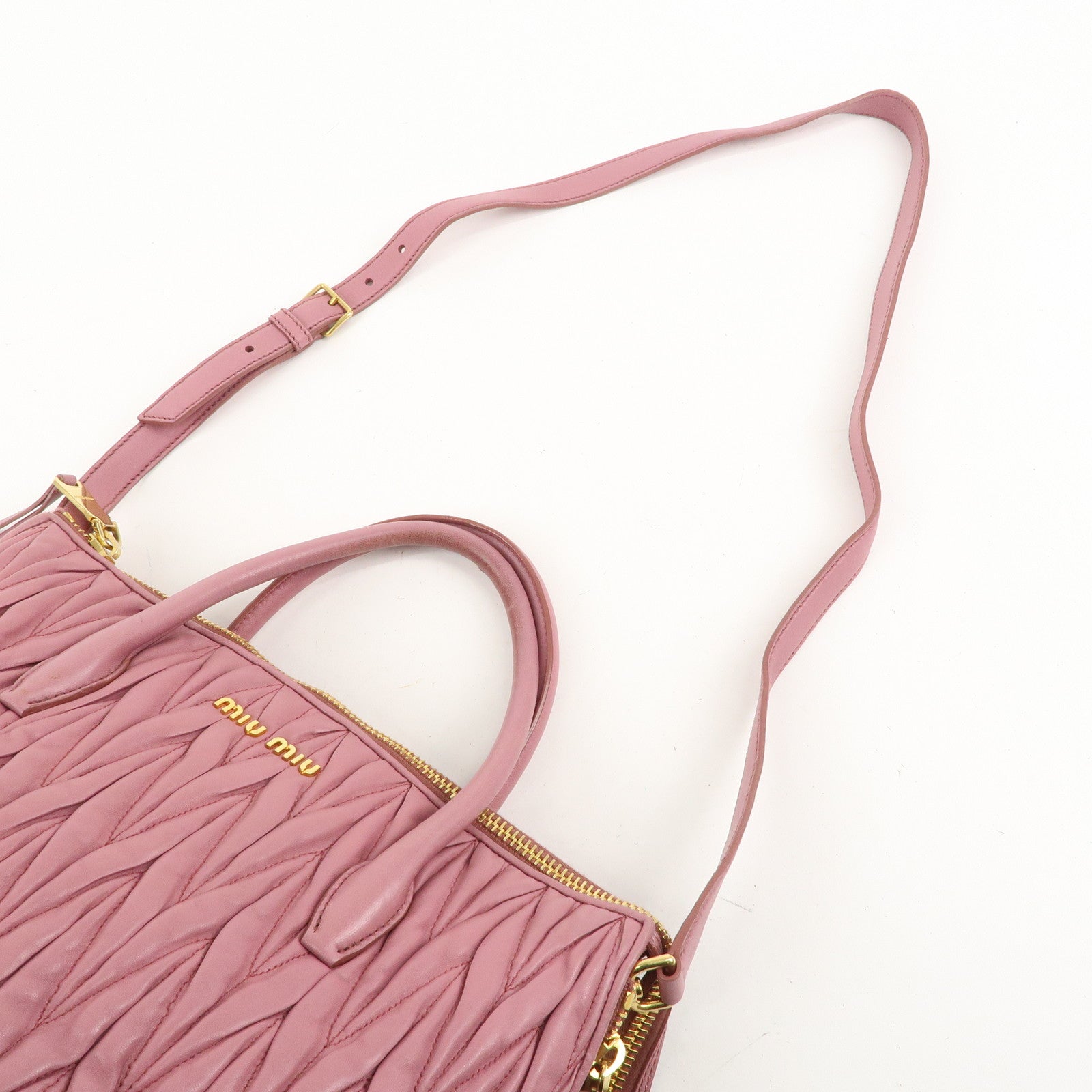 MIU MIU Matelasse Leather 2way Bag Shoulder Hand Bag Pink