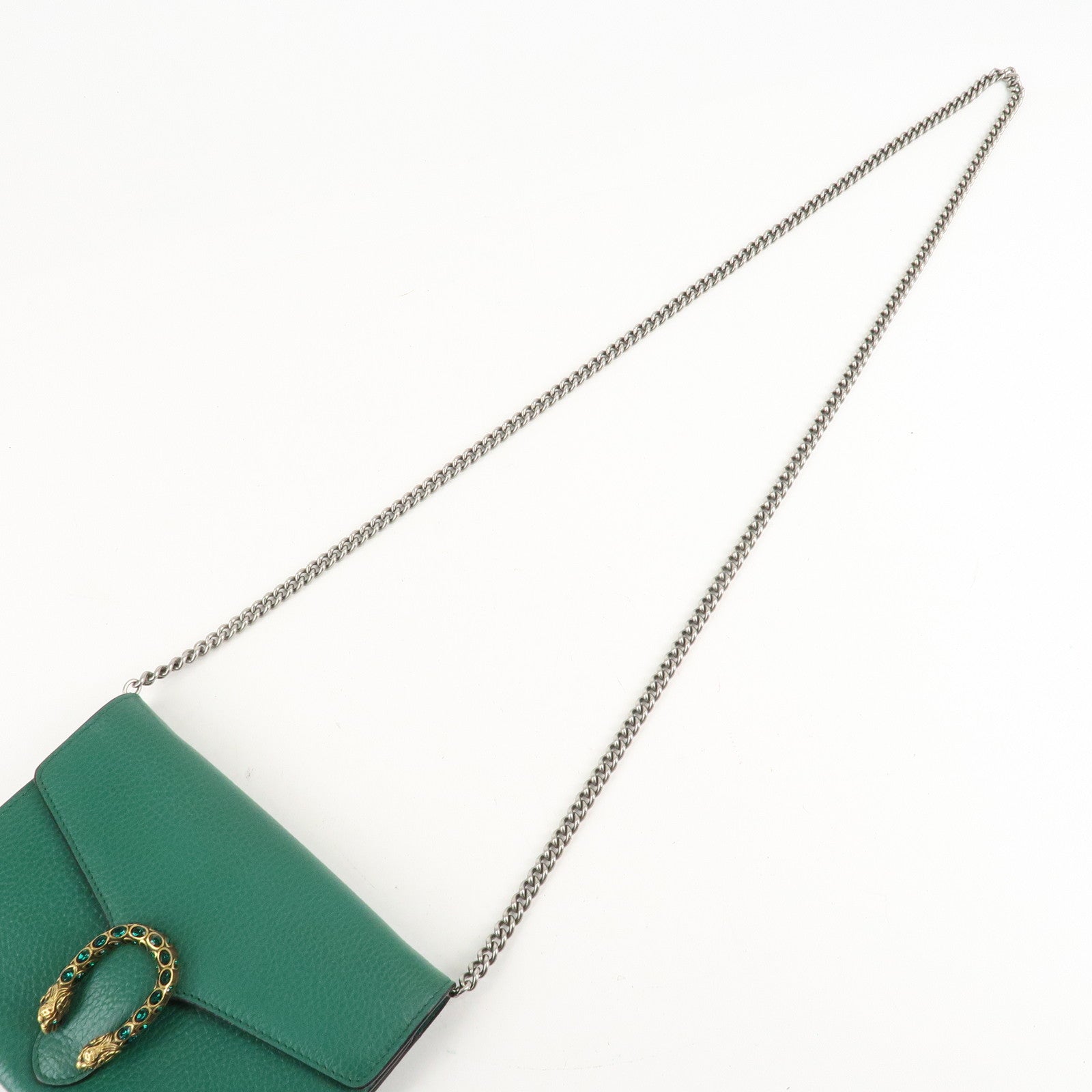 GUCCI Dionysus Leather Chain Shoulder Bag Green 401231 Used