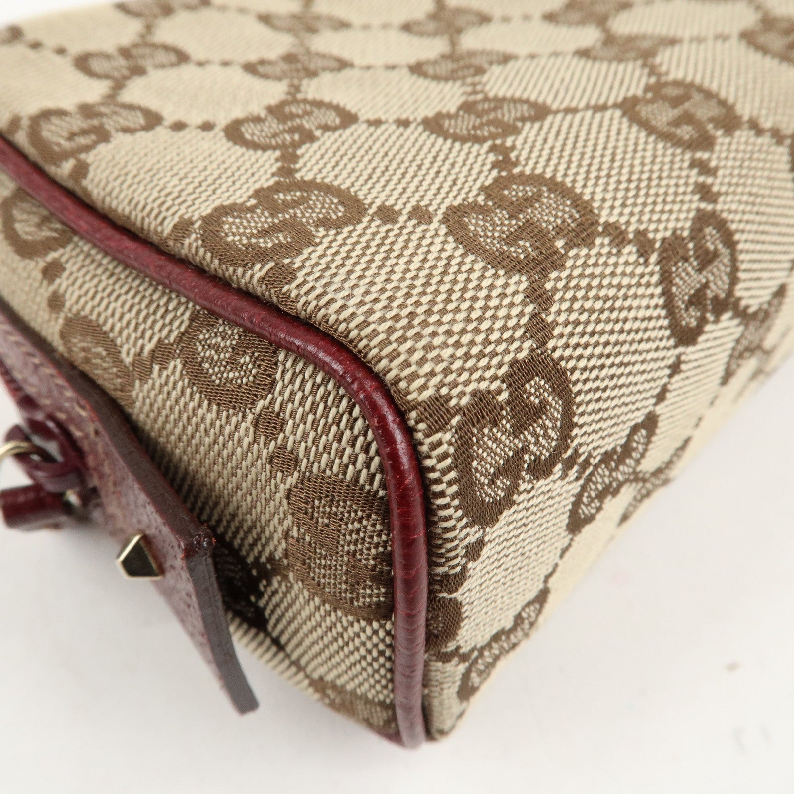 GUCCI GG Canvas Cosmetic Pouch Beige Bordeaux 120978