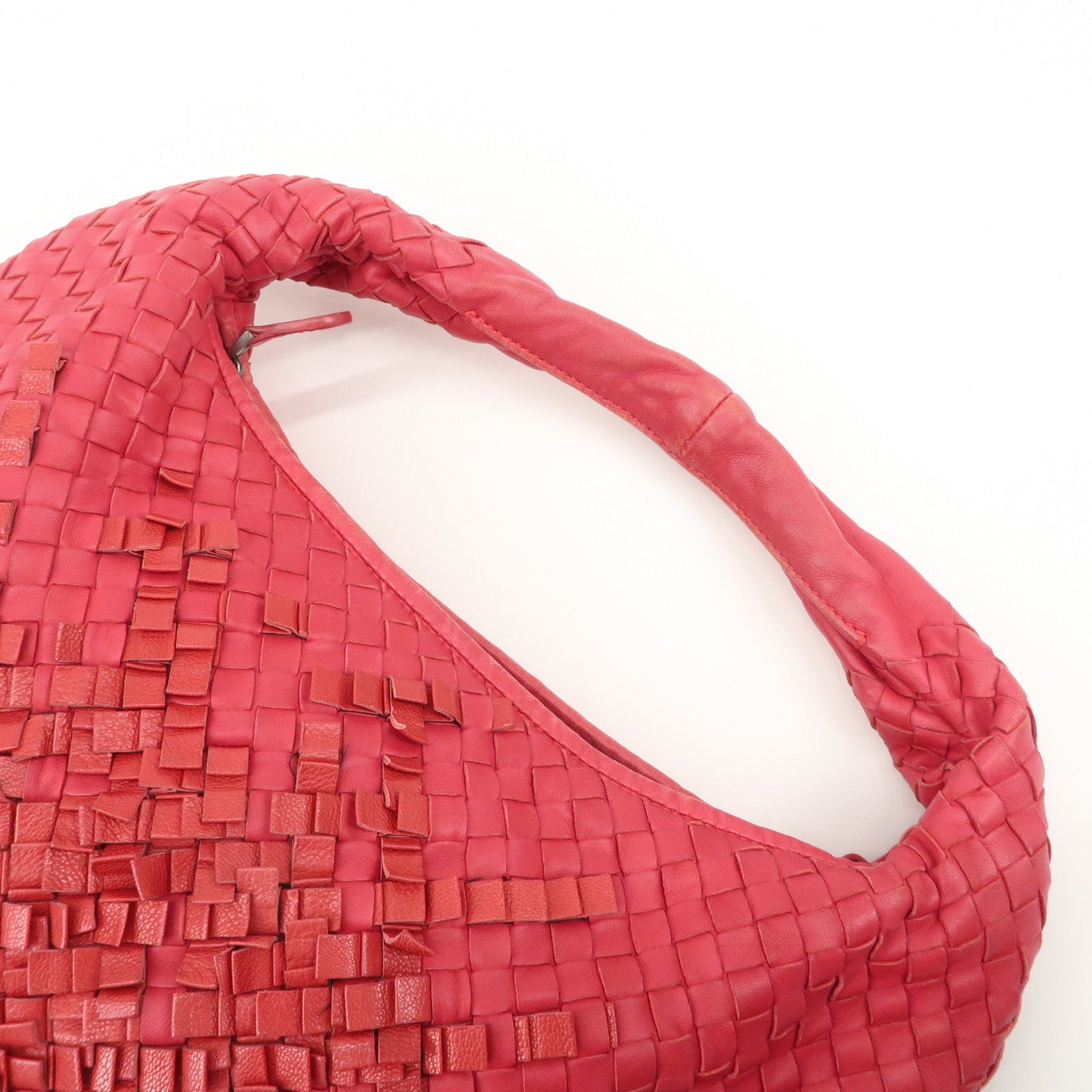 BOTTEGA VENETA Hobo Intrecciato Leather Shoulder Bag Pink 115653