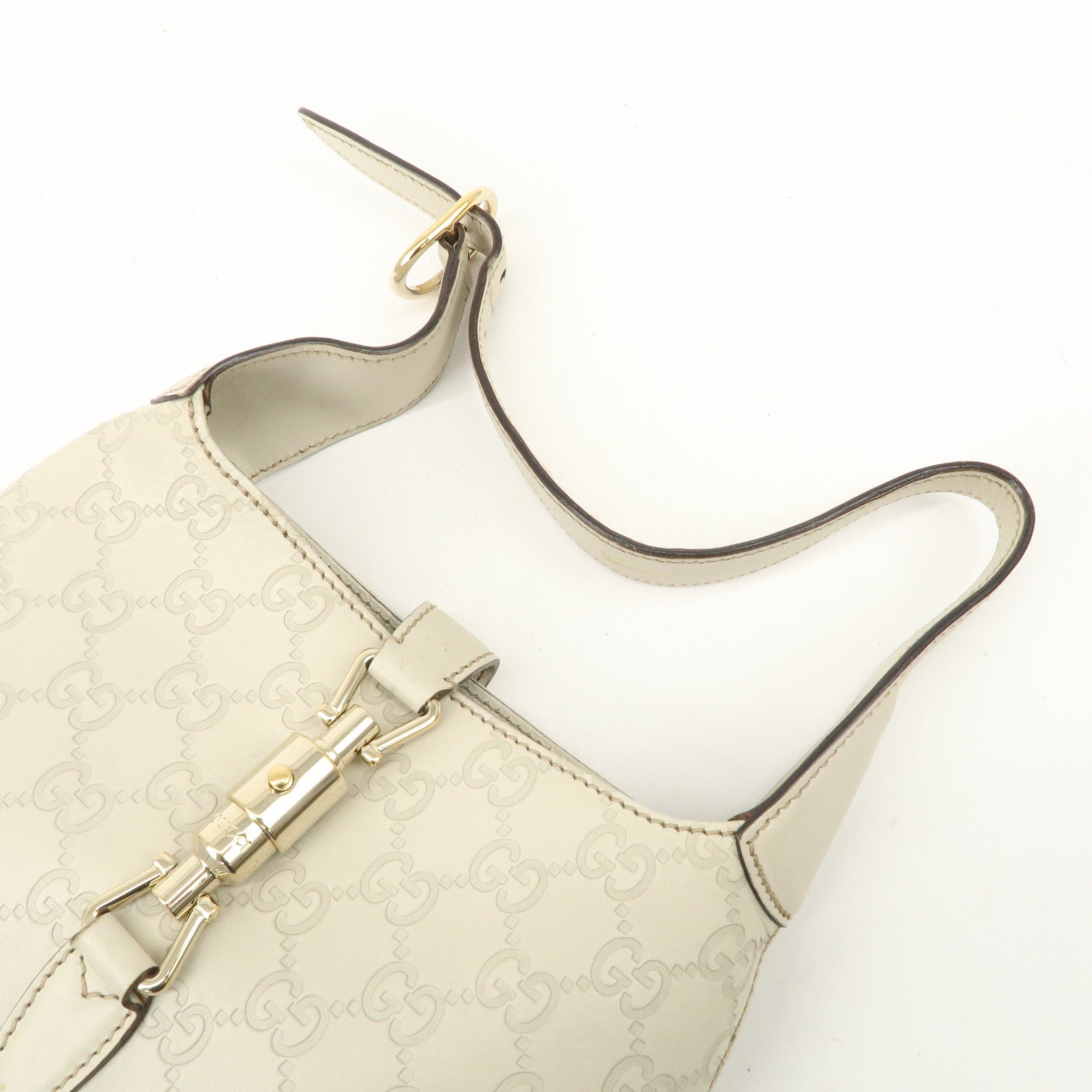 GUCCI New Jackie Guccissima Leather Shoulder Bag Ivory 141576 Used