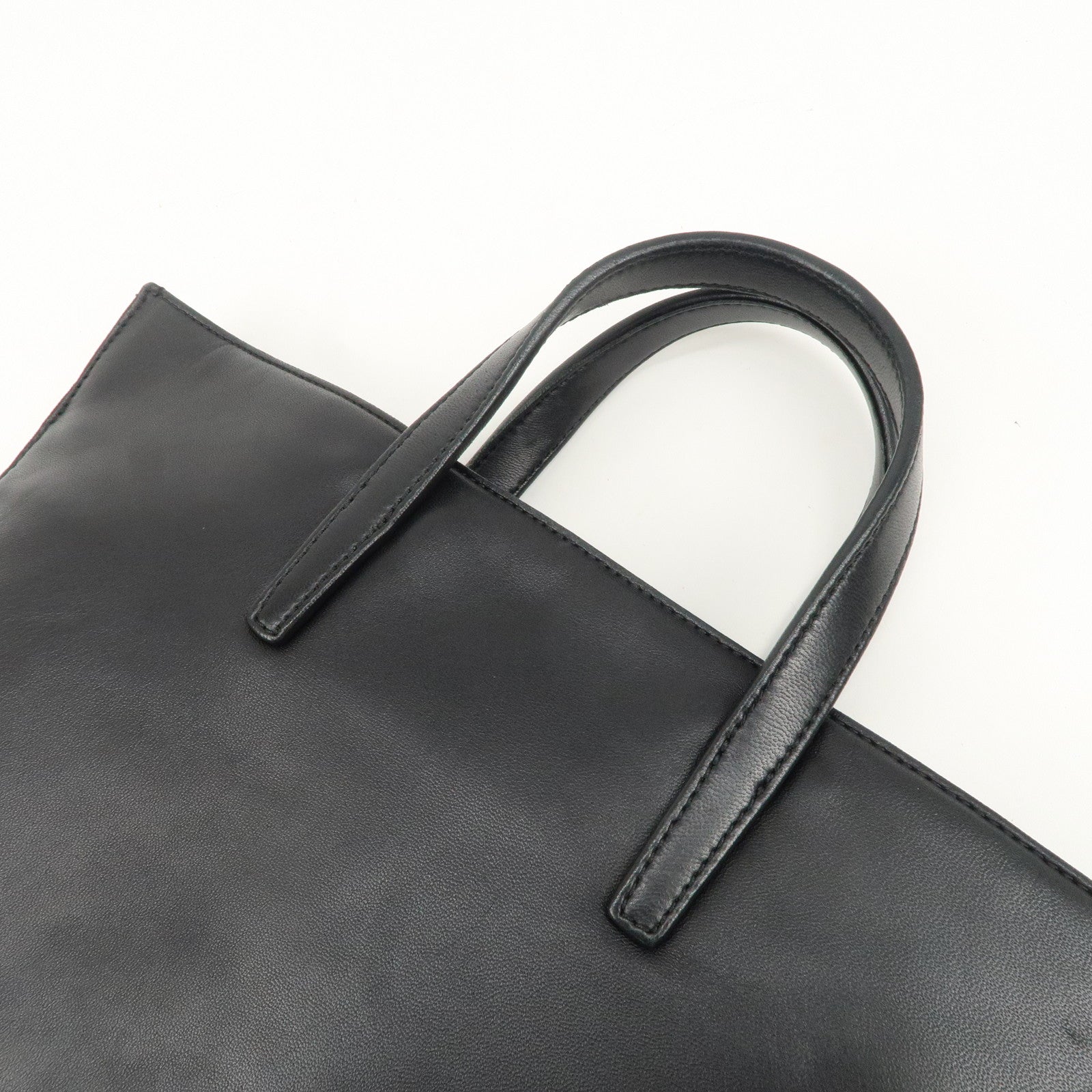 LOEWE Anagram Leather Tote Bag Black Used