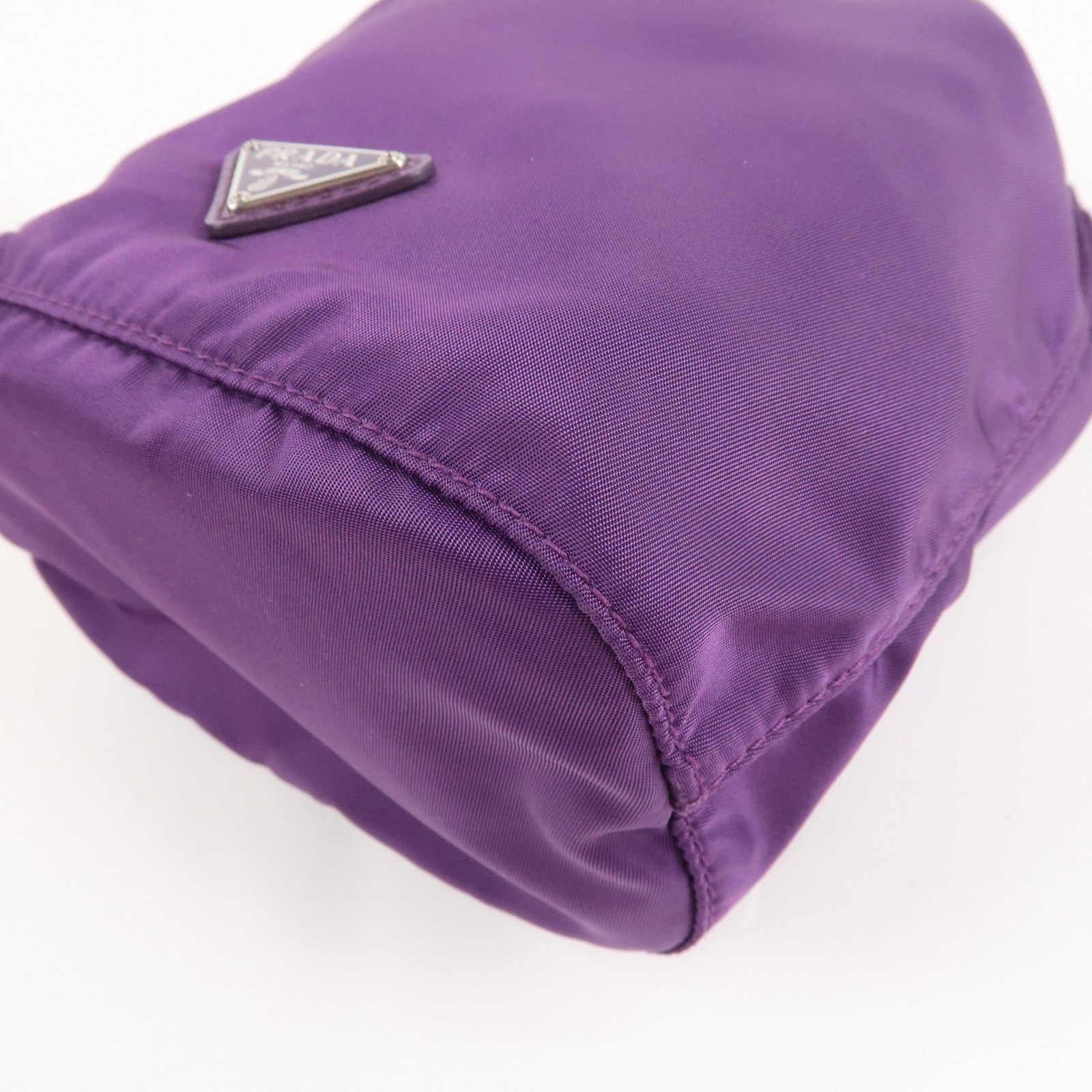 PRADA Nylon Leather Drawstring Pouch Purple 1NA369