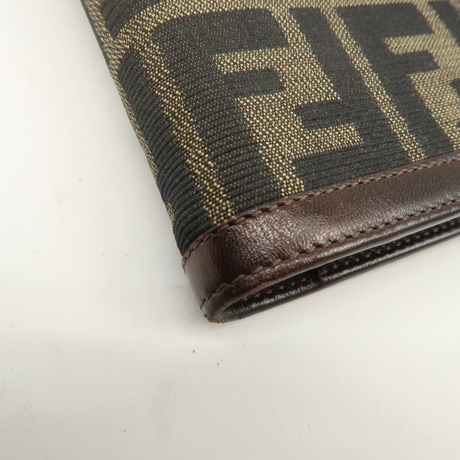 FENDI Print Zucca Canvas Leather Planner Cover Brown 30153 Used