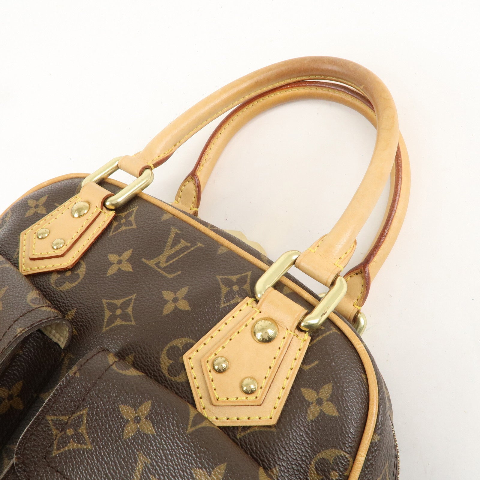 Louis Vuitton Monogram Manhattan PM Hand Bag Brown M40026