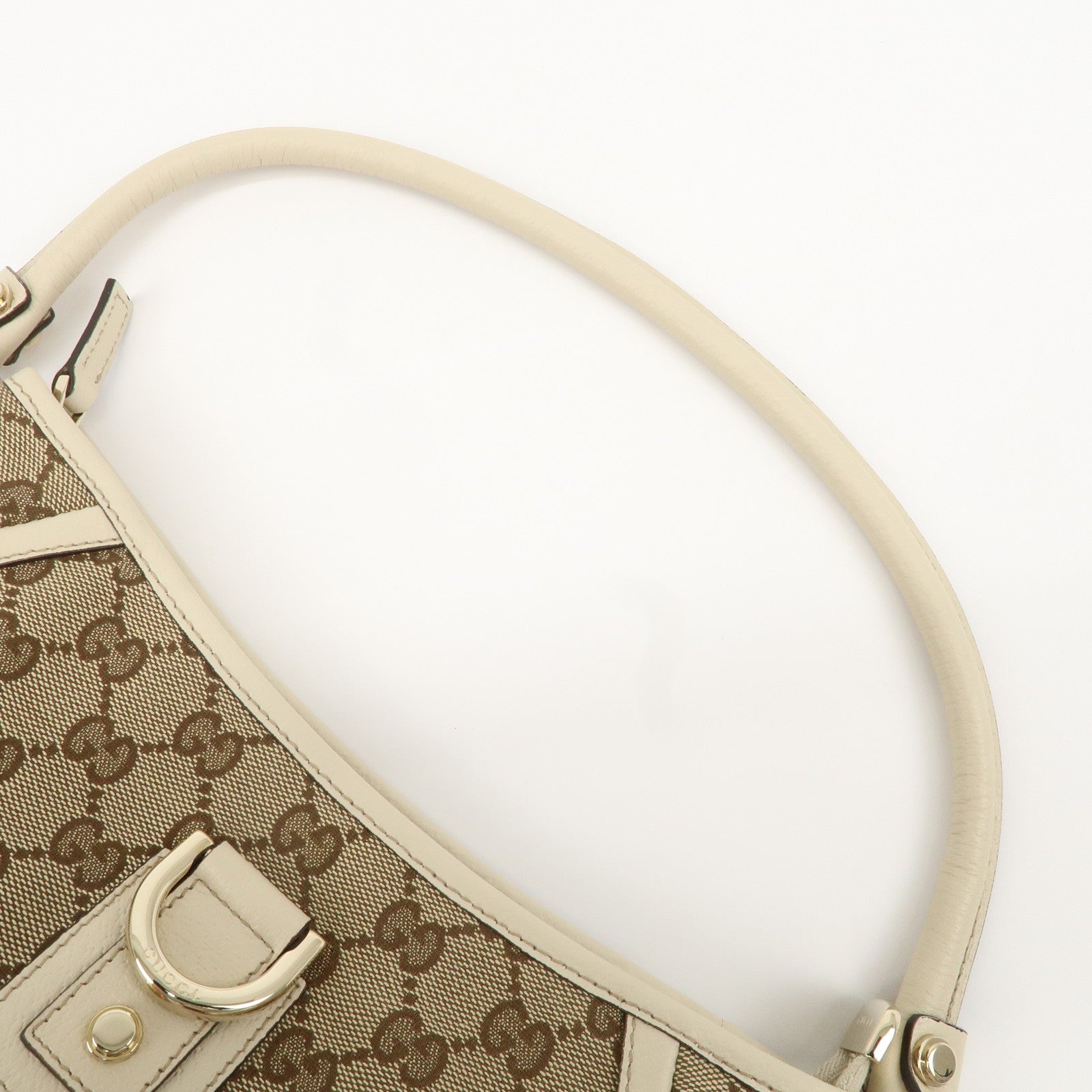 GUCCI Abbey GG Canvas Leather Shoulder Bag Beige Ivory 130939 Used