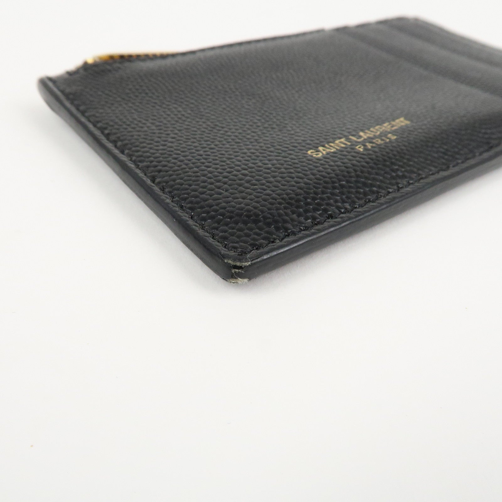 Saint Laurent Paris Leather Coin Case Card Case Black Used