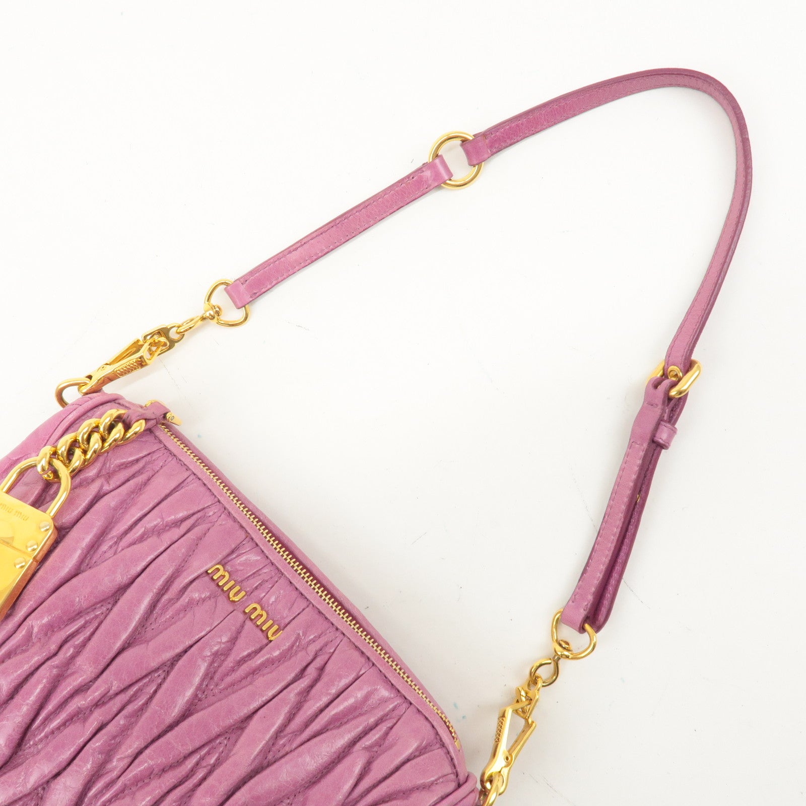 MIU MIU Matelasse Leather Shoulder Bag Pink