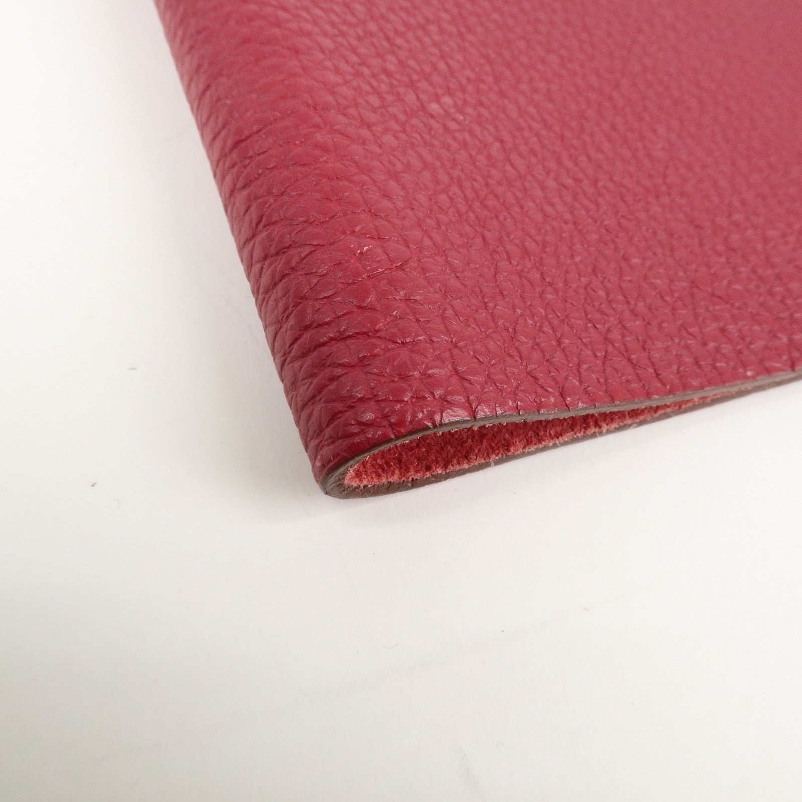 HERMES Togo Leather Ulysse MM □N Stamped Notebook Cover Ruby