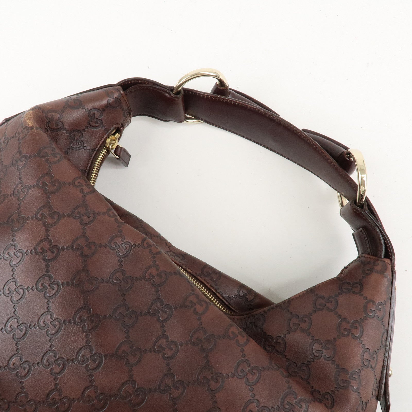 GUCCI Horsebit Guccissima Leather Shoulder Bag Dark Brown 115867