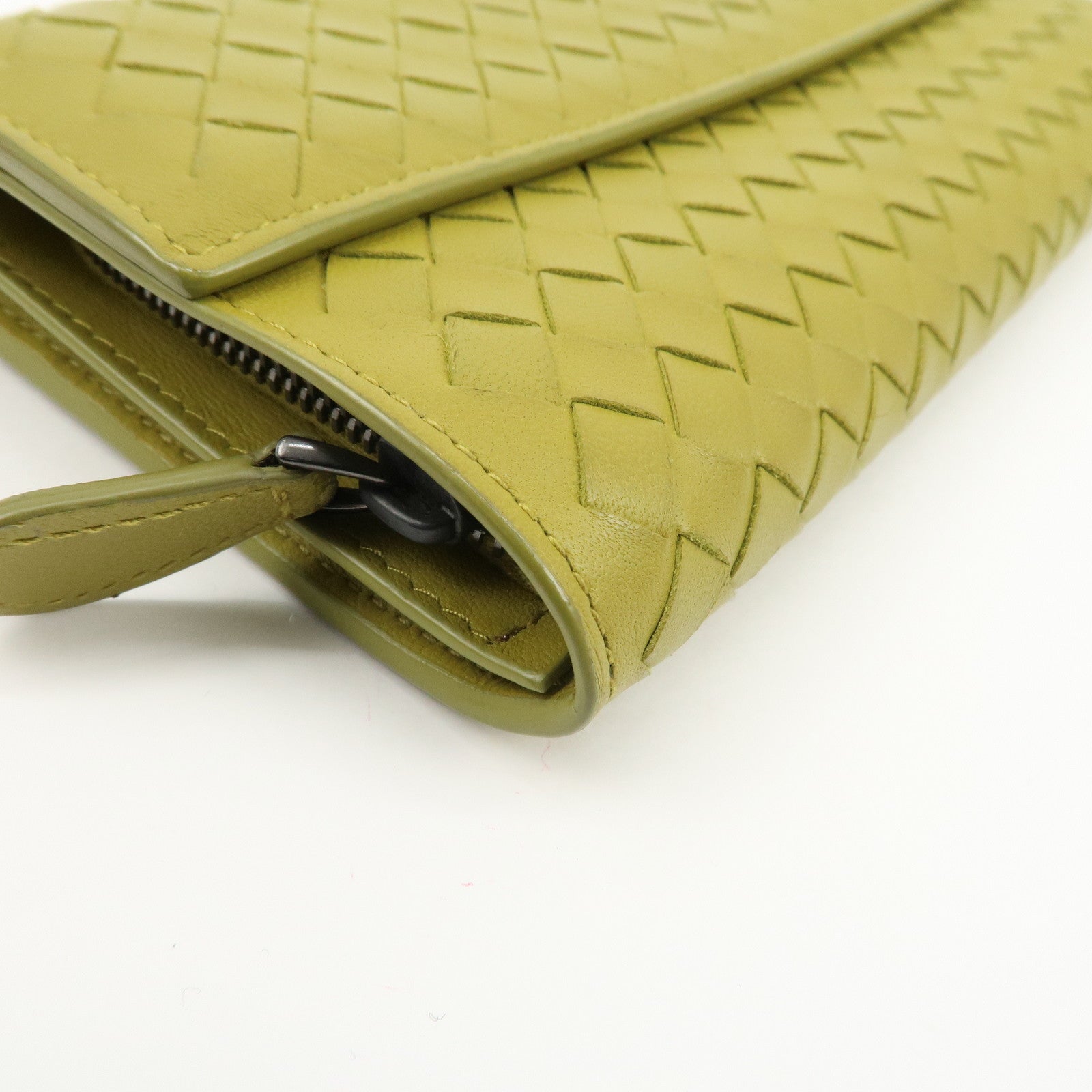 BOTTEGA VENETA Intrecciato Leather Bi-fold Long Wallet Yellow