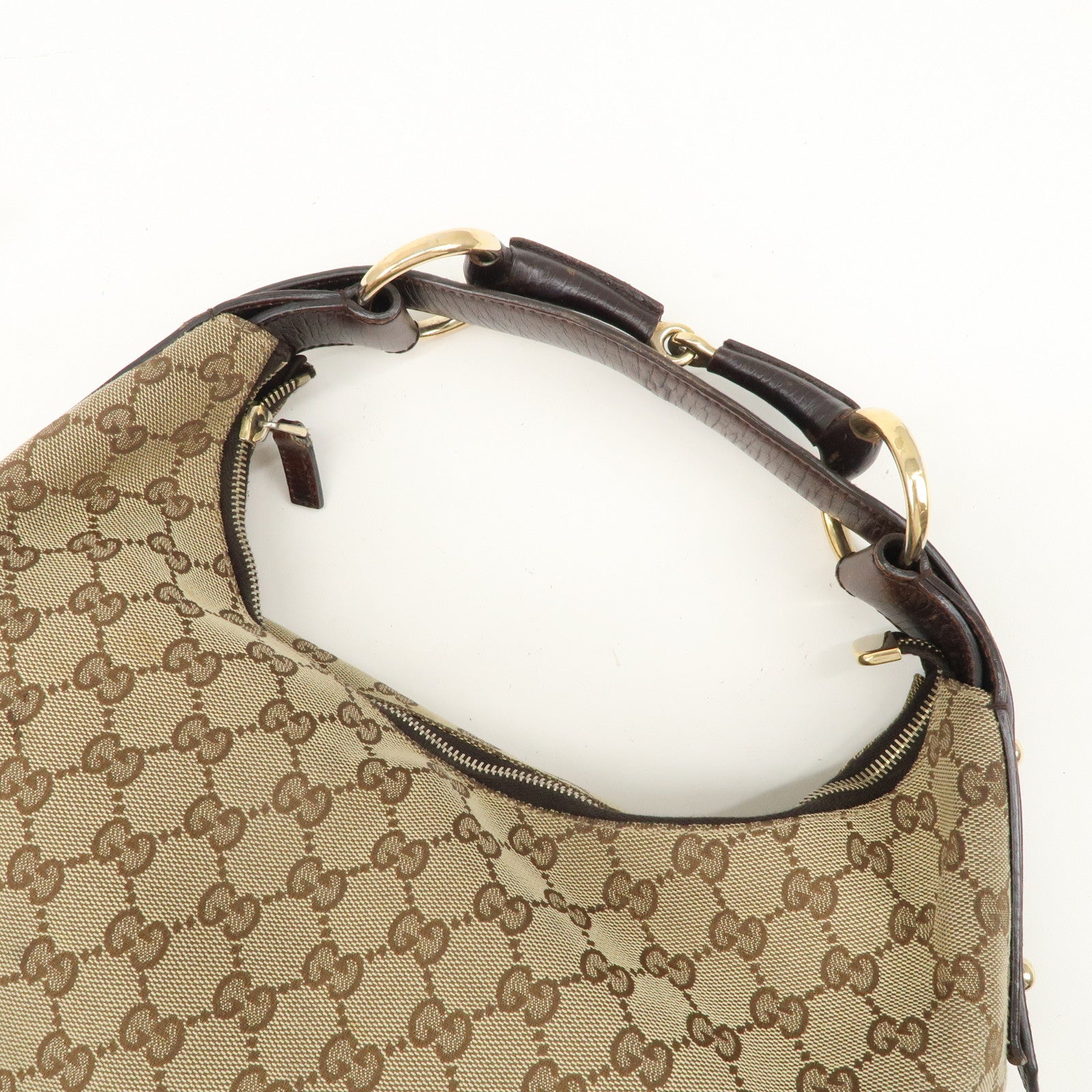 GUCCI Horsebit GG Canvas Leather One Shoulder Bag 115867