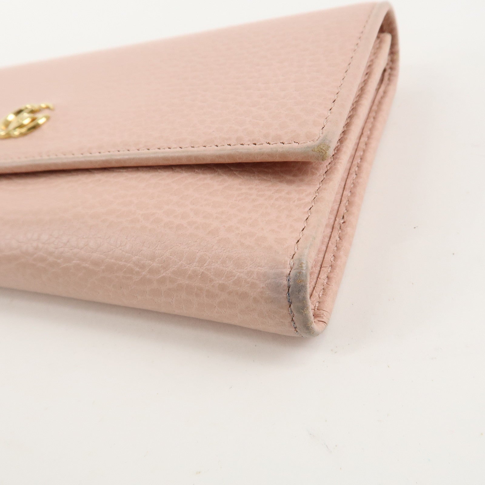 GUCCI Petit Marmont Leather Bi-fold Long Wallet Pink 456116