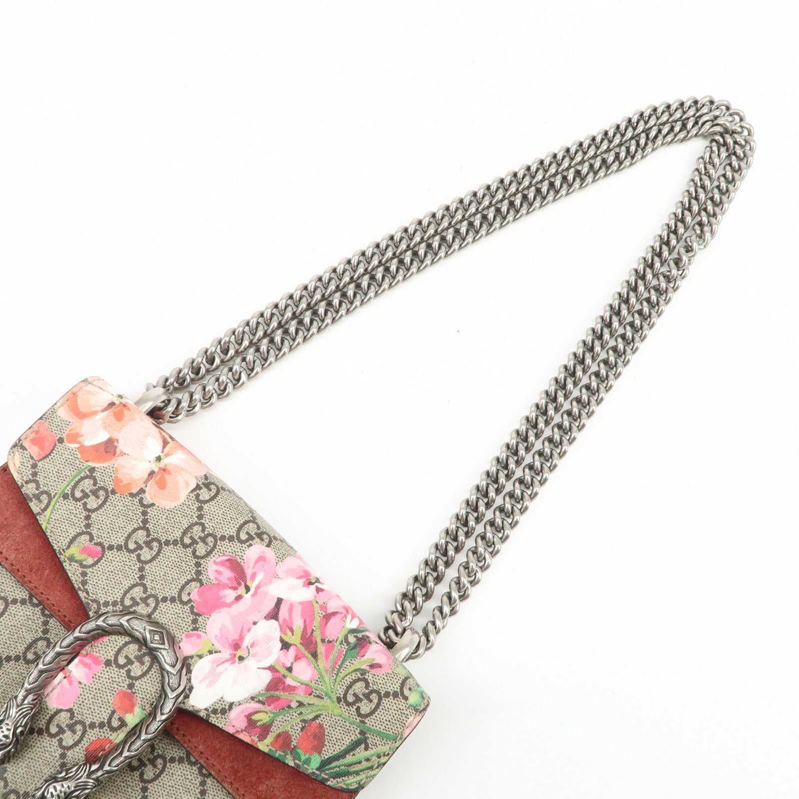 GUCCI Dionysus GG Supreme Suede Chain Shoulder Bag Flower 400249 Used