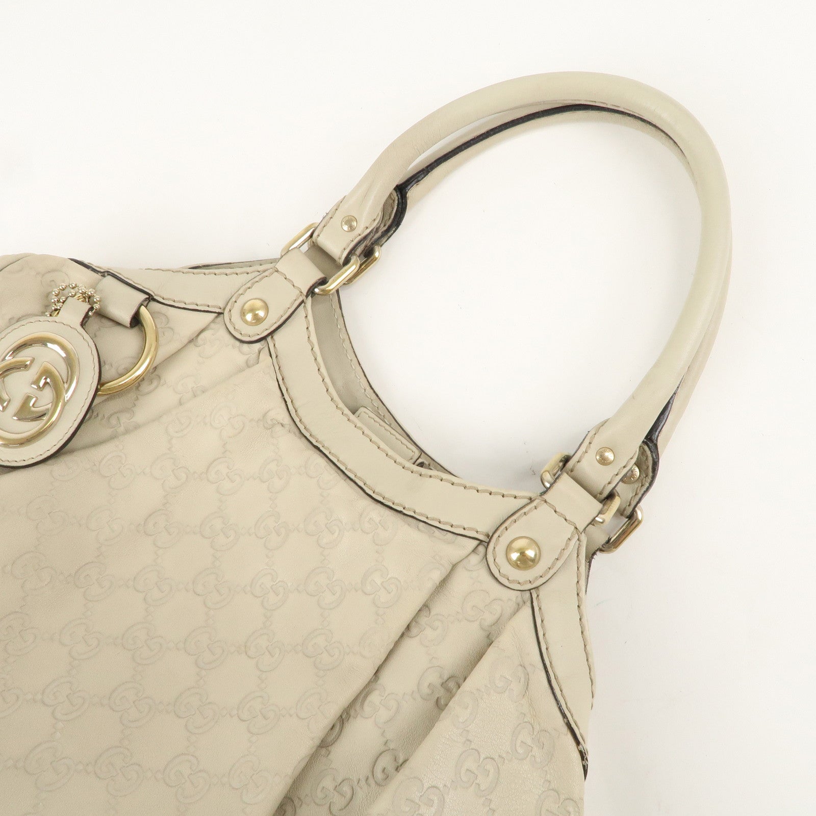 GUCCI Sukey Guccissima Leather Tote Bag Hand Bag Ivory 211944