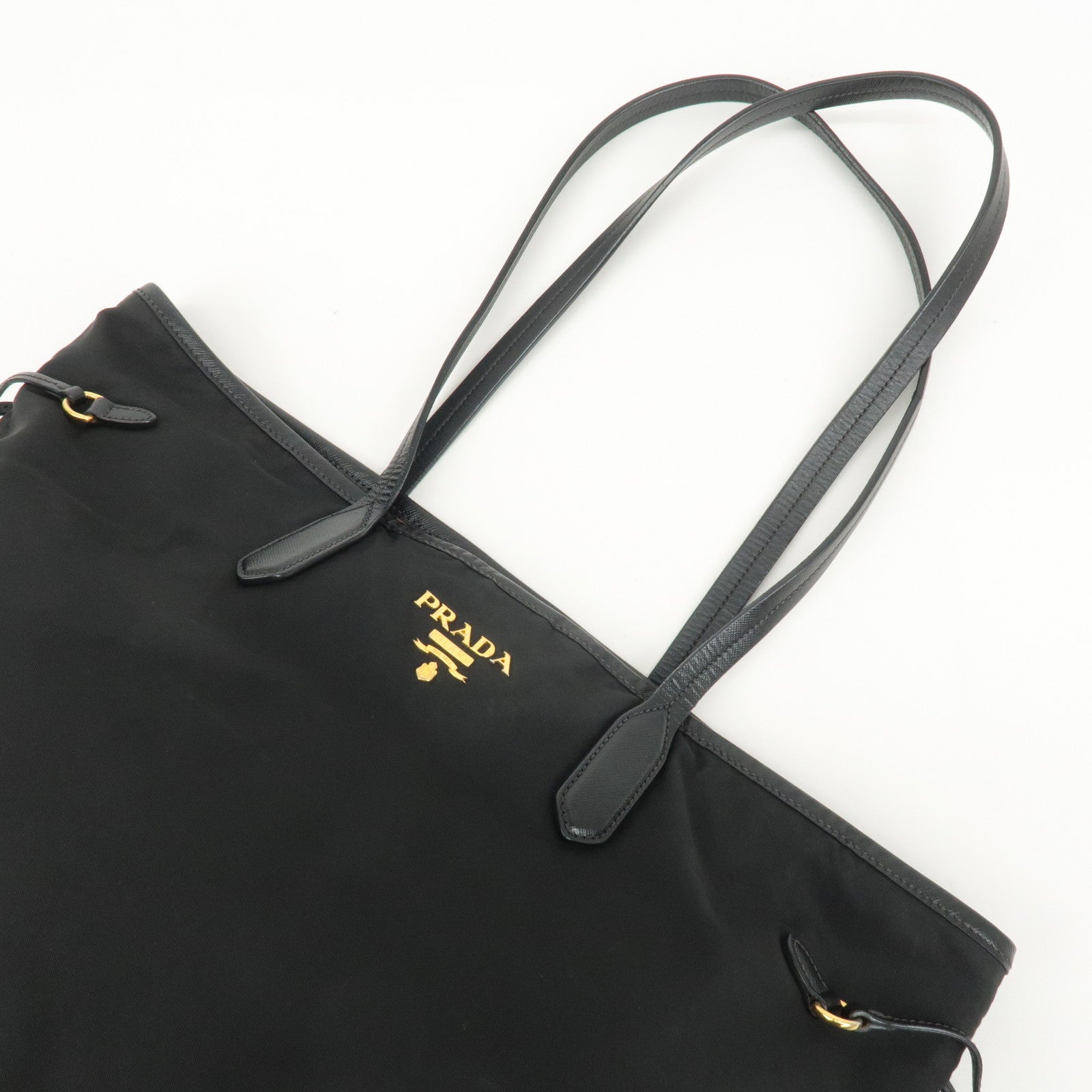 PRADA Nylon Leather Tote Bag Shoulder Bag Black