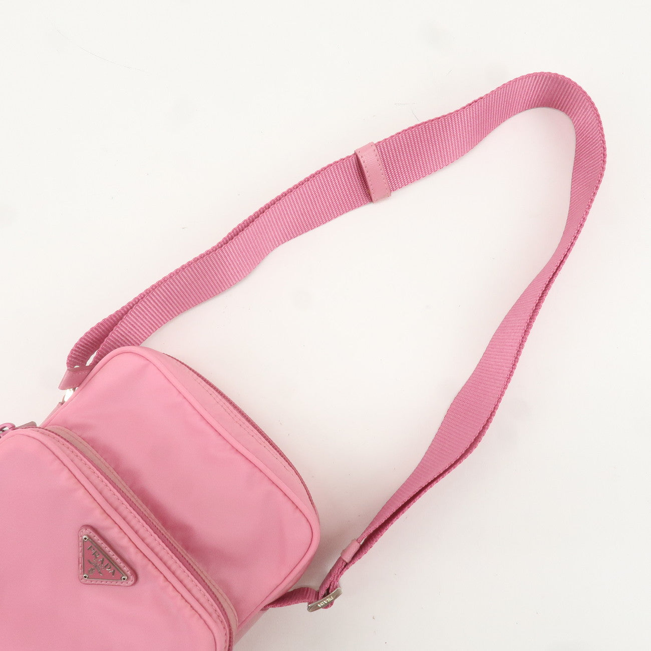 PRADA Nylon Leather Shoulder Bag Pouch Purse Pink BT0169