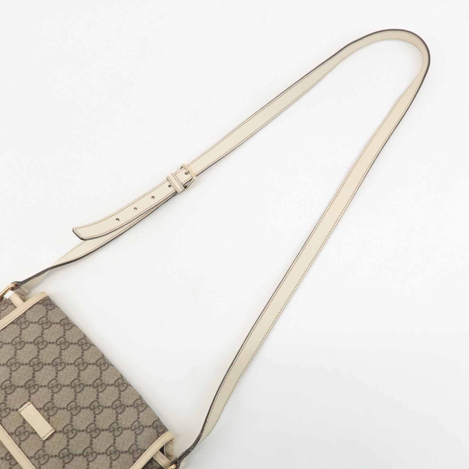 GUCCI GG Supreme Leather Shoulder Bag Beige Ivory 223666