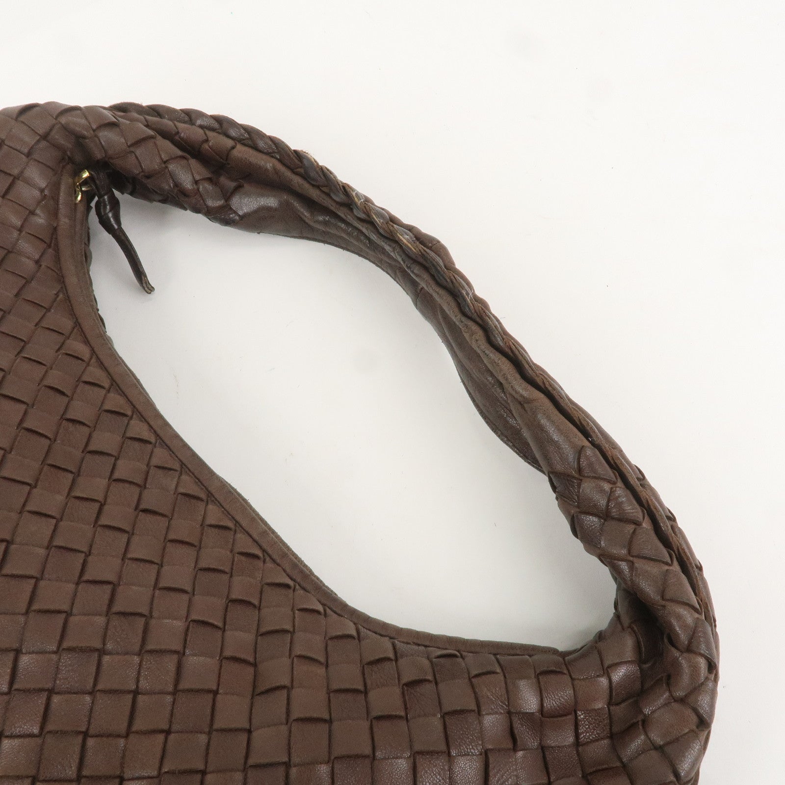 BOTTEGA VENETA Hobo Intrecciato Leather Shoulder Bag Brown 115653