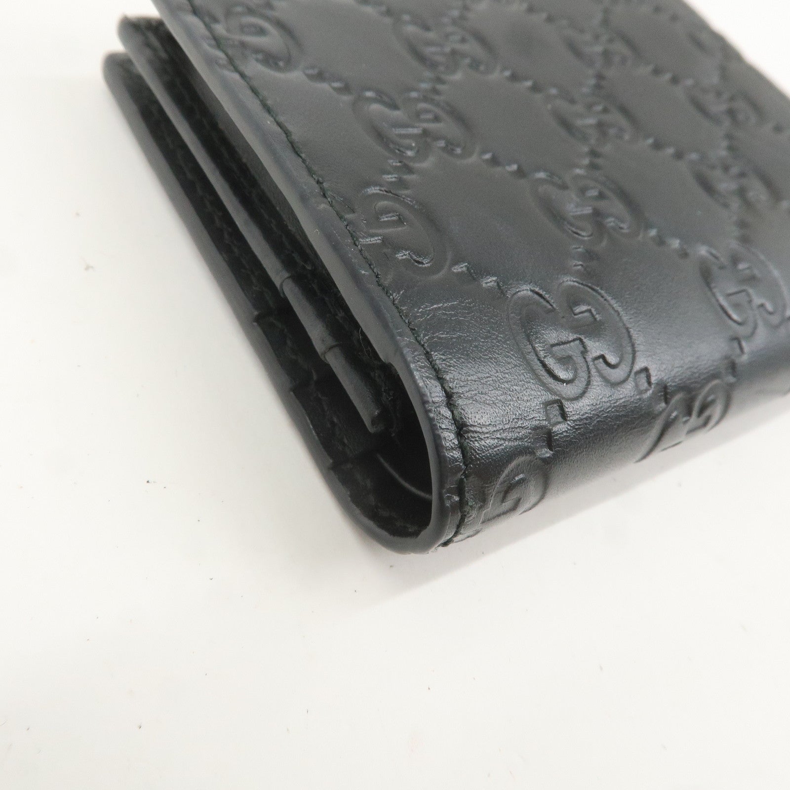 GUCCI Guccissima Leather Card Case Black 410120